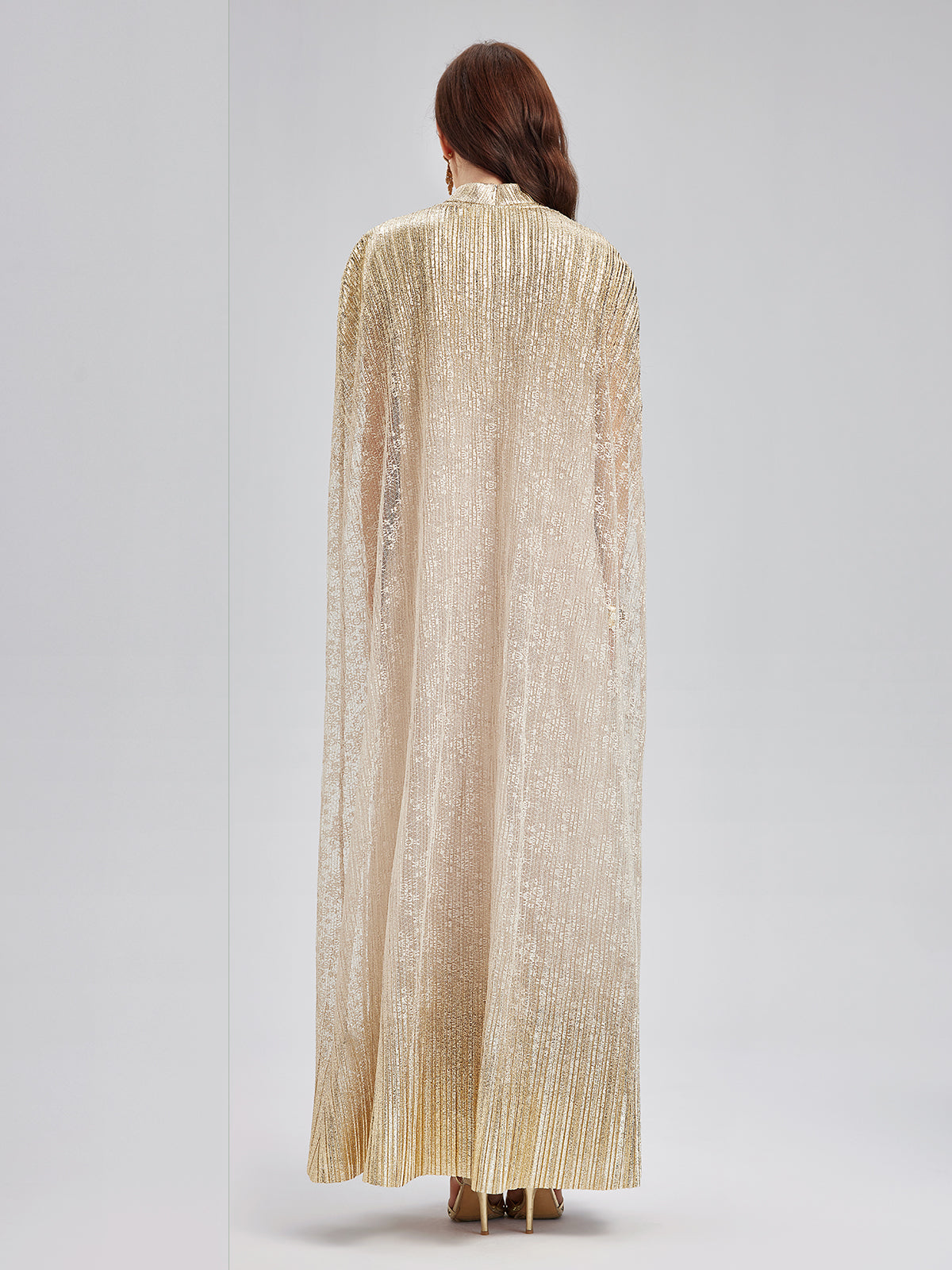 Gold Lace Dress & Cape Gown