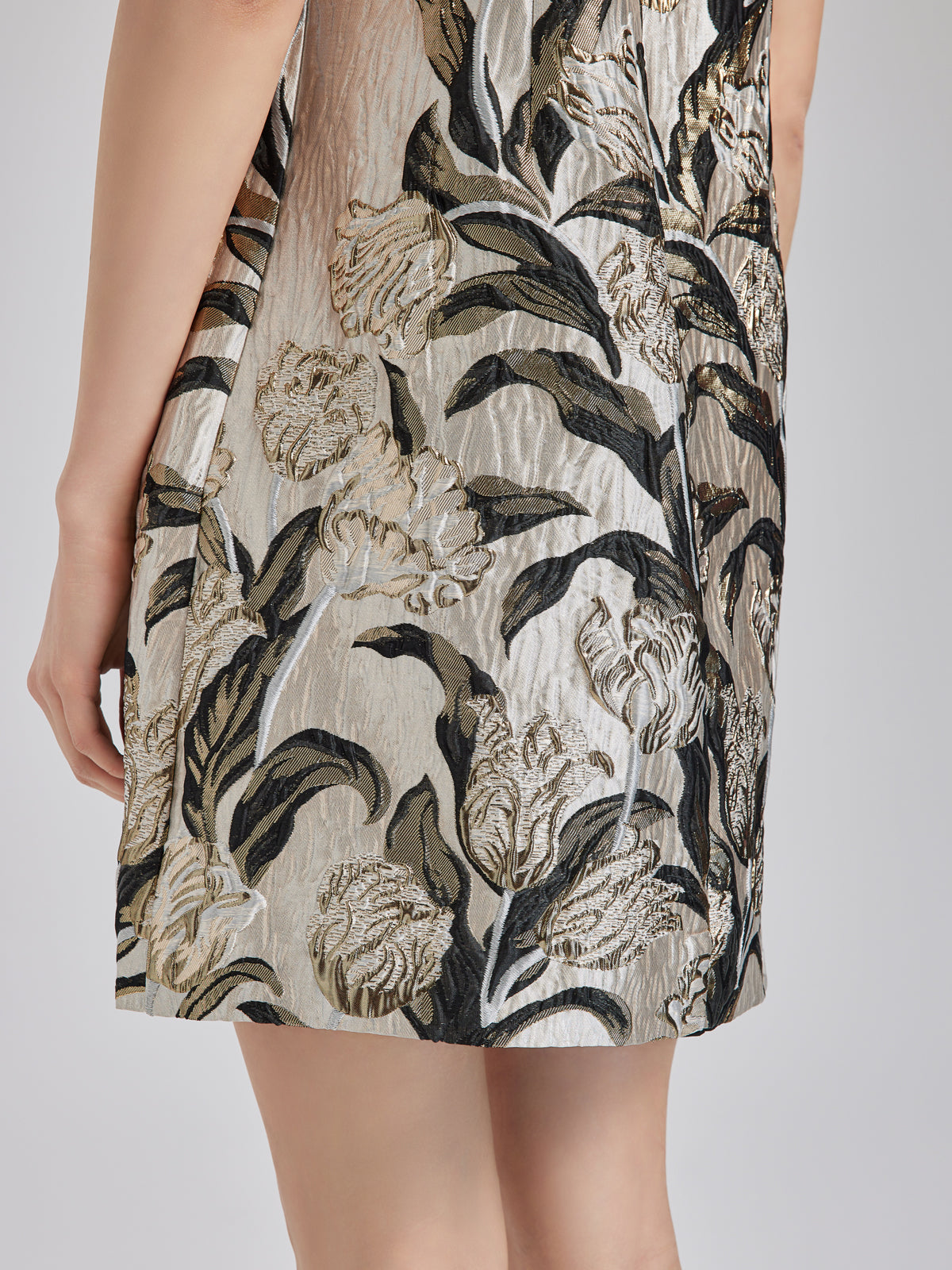 Luxe Bronzing Embroidered Floral Sequin Dress