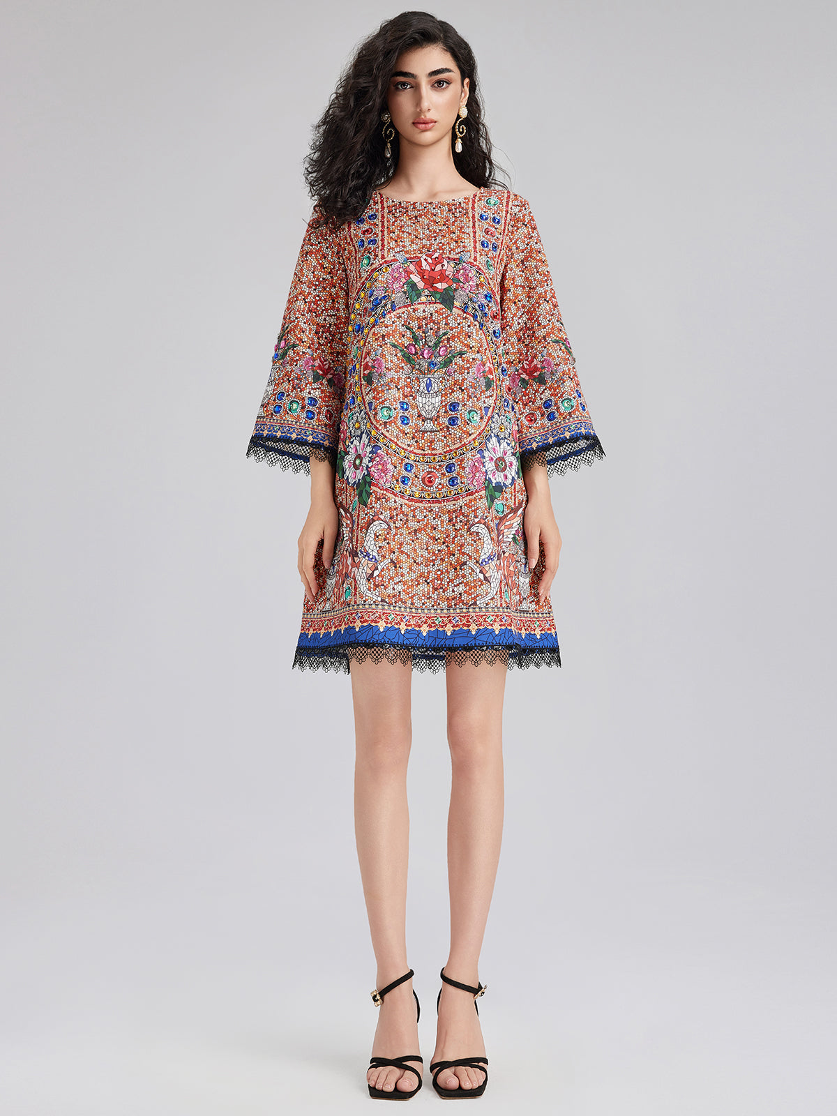 Hand-Sewn Bead Vintage Pattern Dress