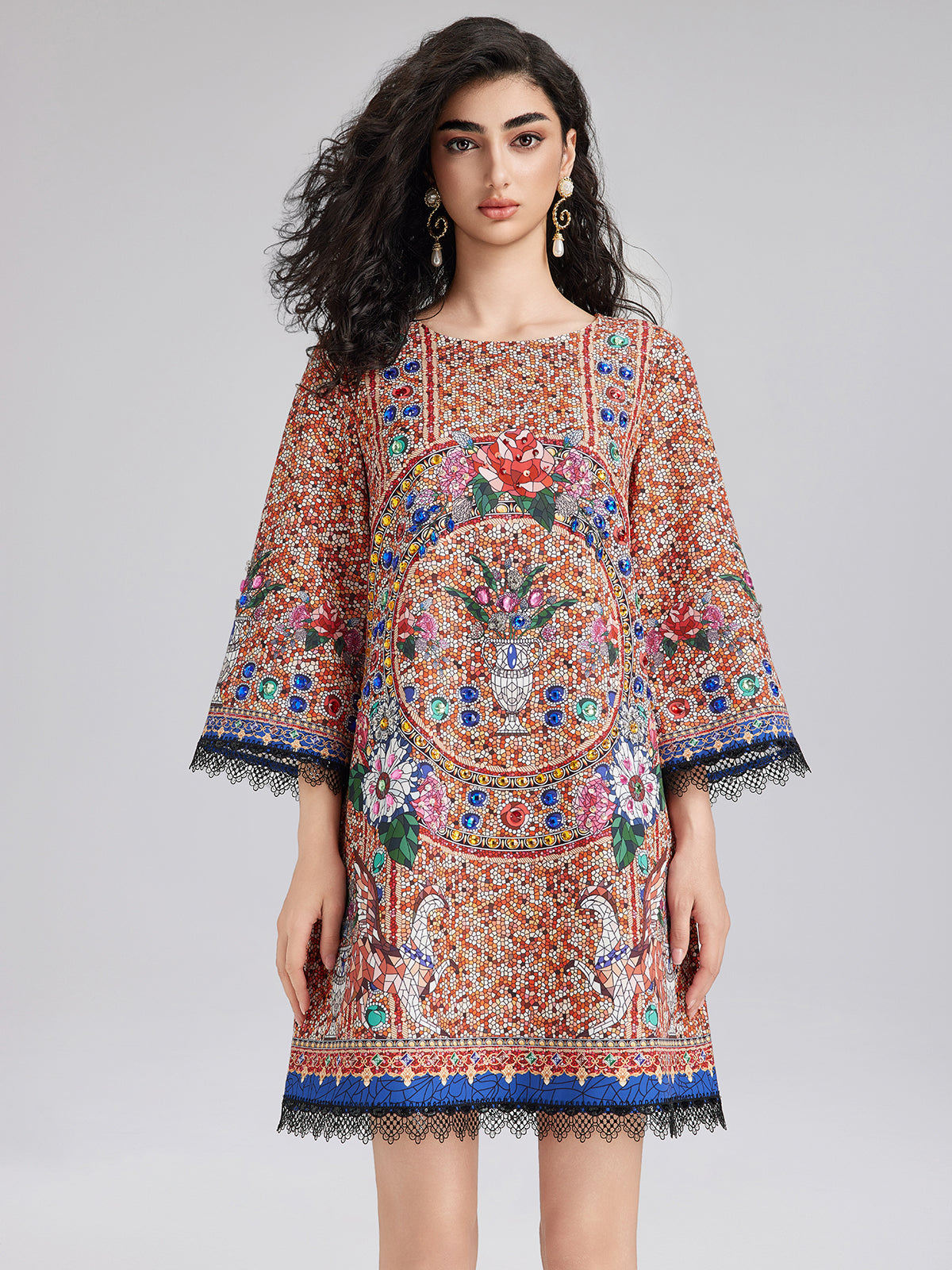 Hand-Sewn Bead Vintage Pattern Dress