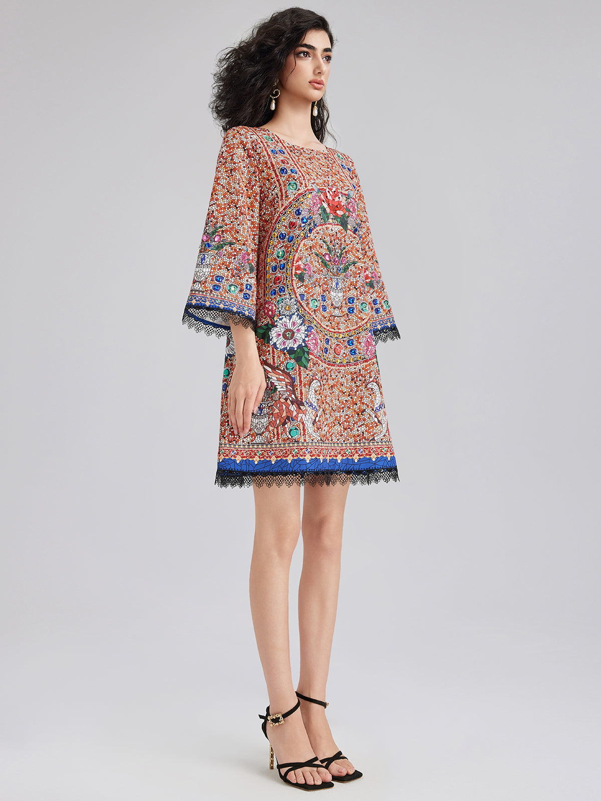 Hand-Sewn Bead Vintage Pattern Dress