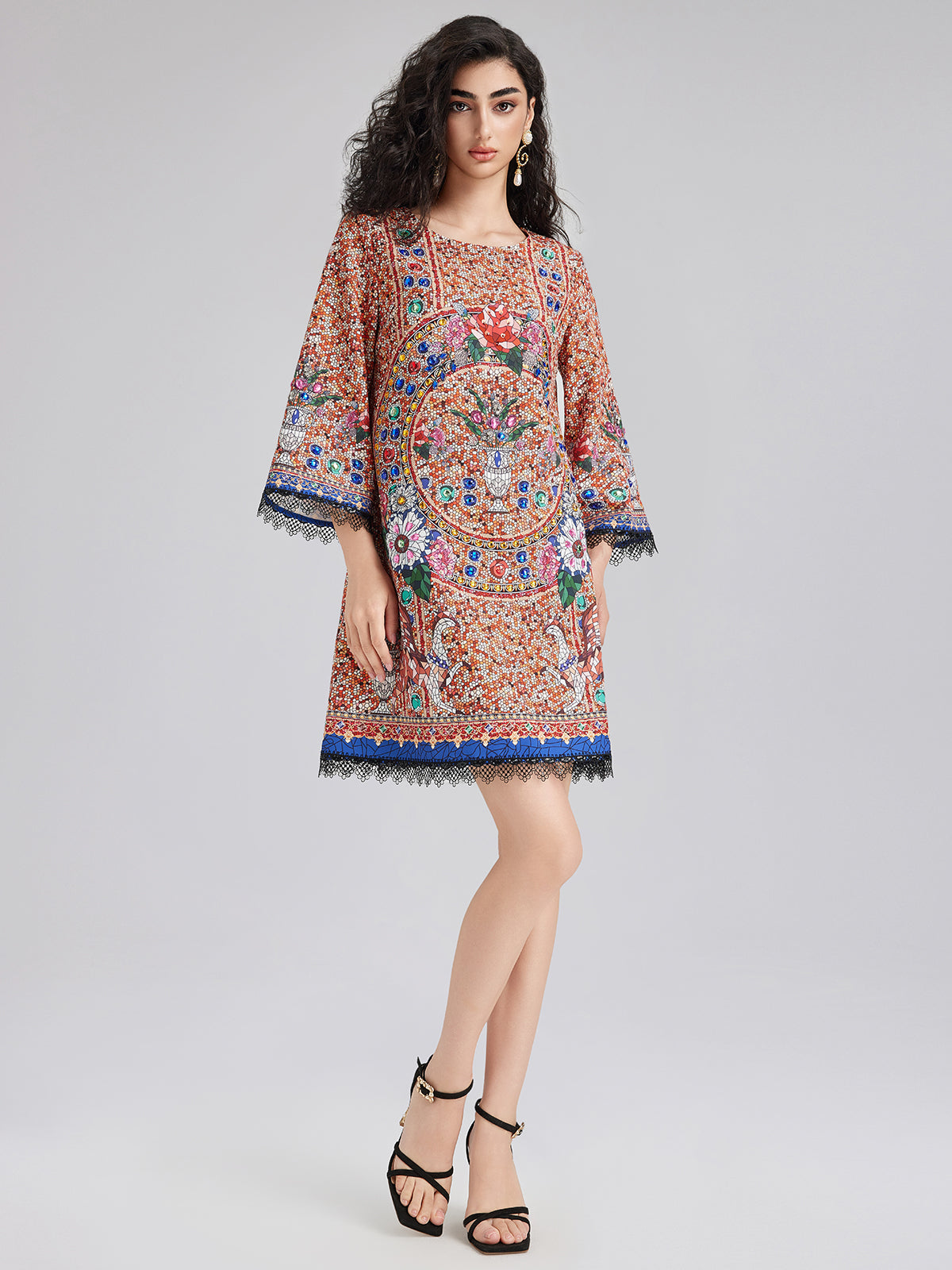 Hand-Sewn Bead Vintage Pattern Dress