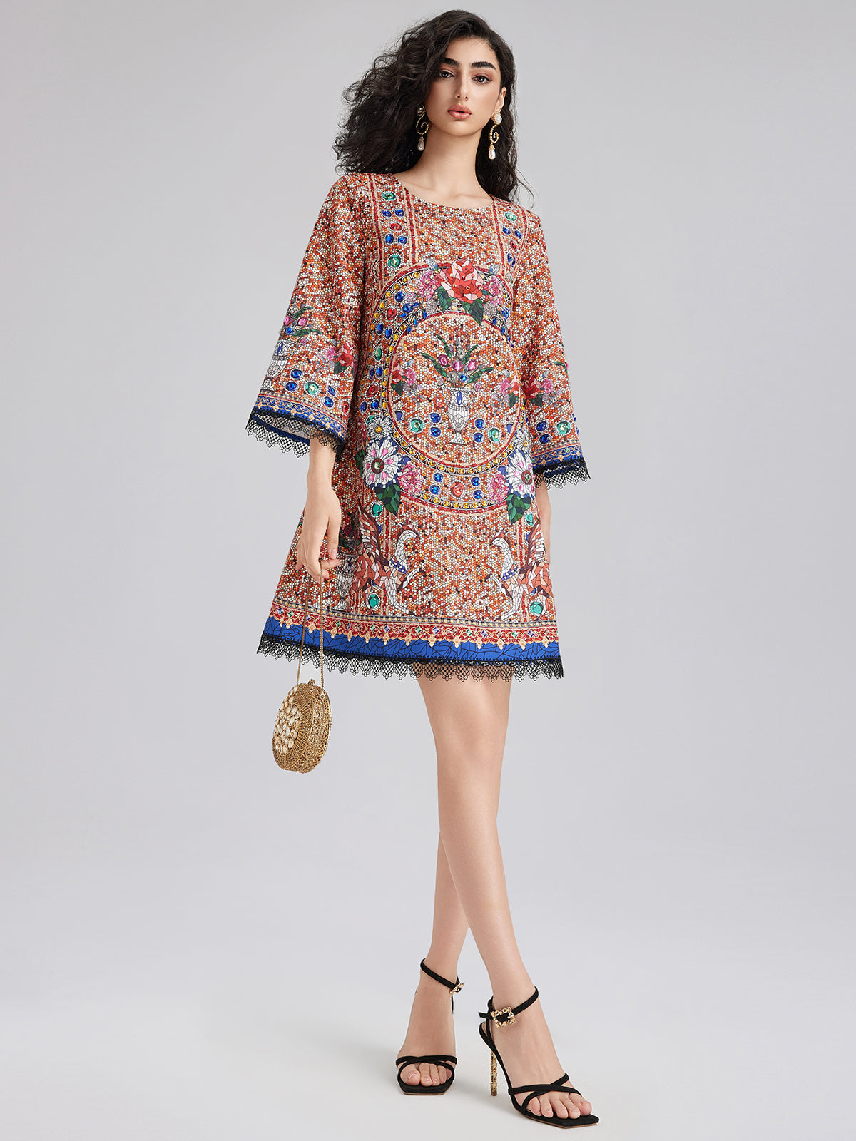 Hand-Sewn Bead Vintage Pattern Dress