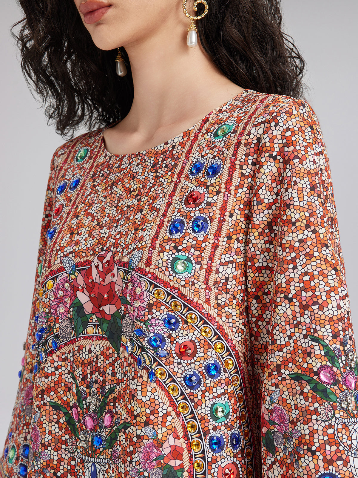 Hand-Sewn Bead Vintage Pattern Dress