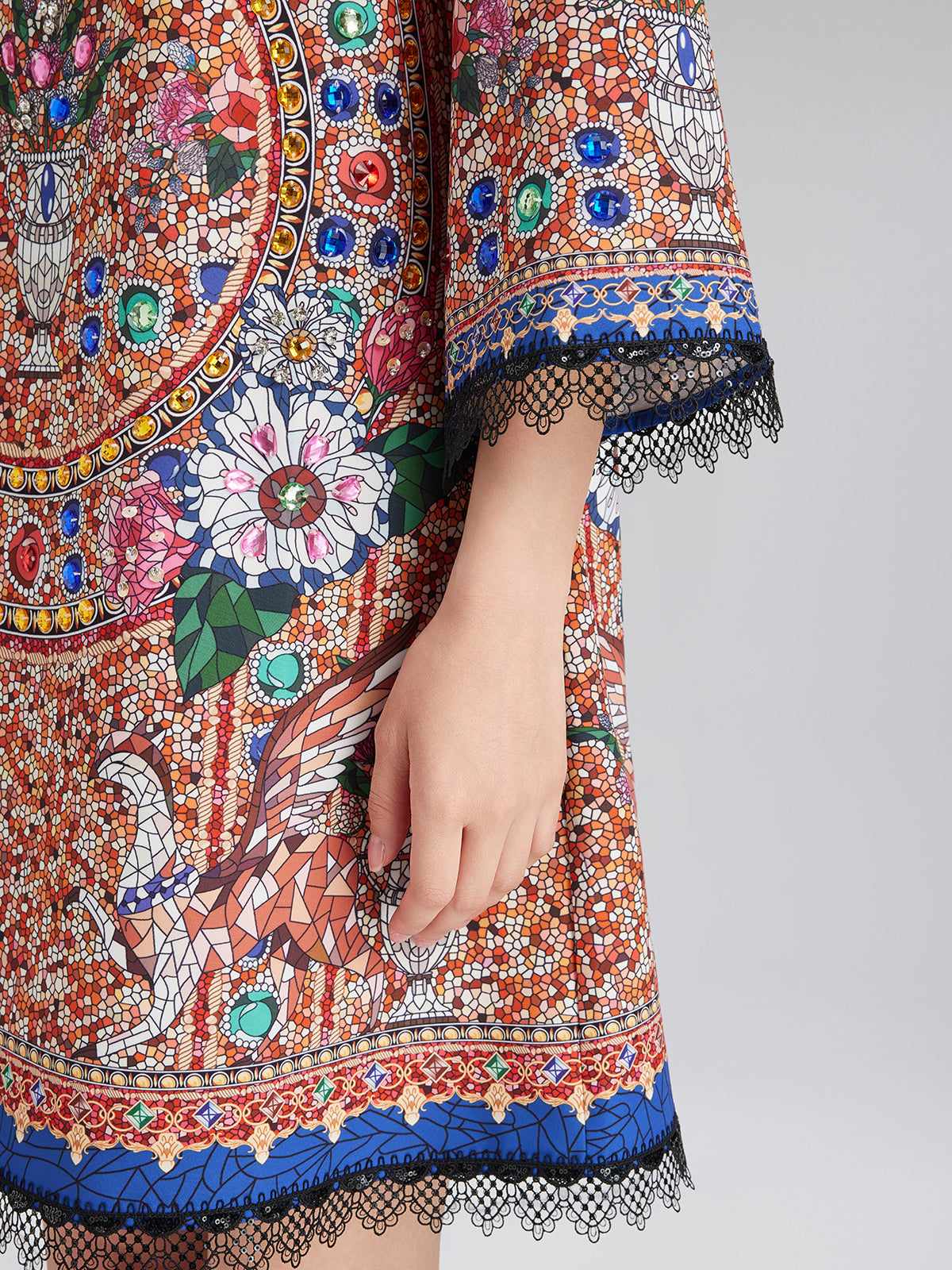 Hand-Sewn Bead Vintage Pattern Dress