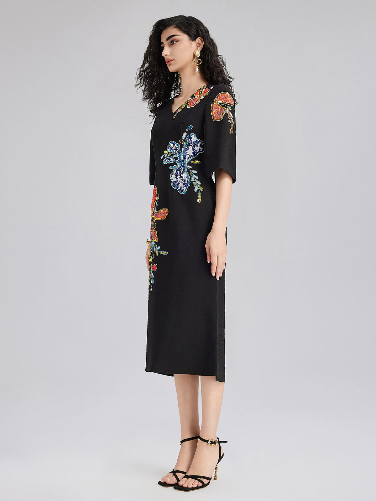 Vintage Floral Embroidered Dress