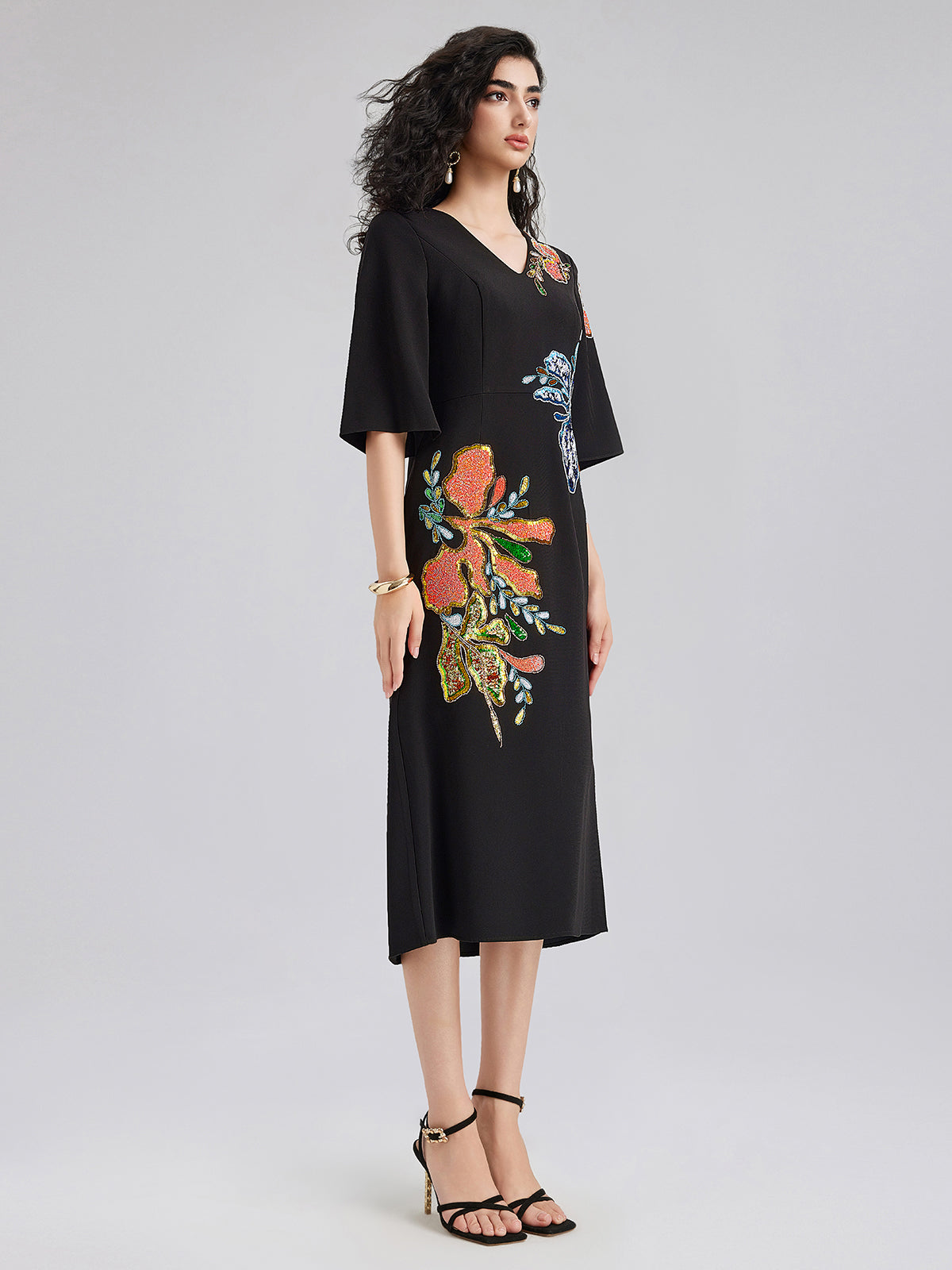 Vintage Floral Embroidered Dress