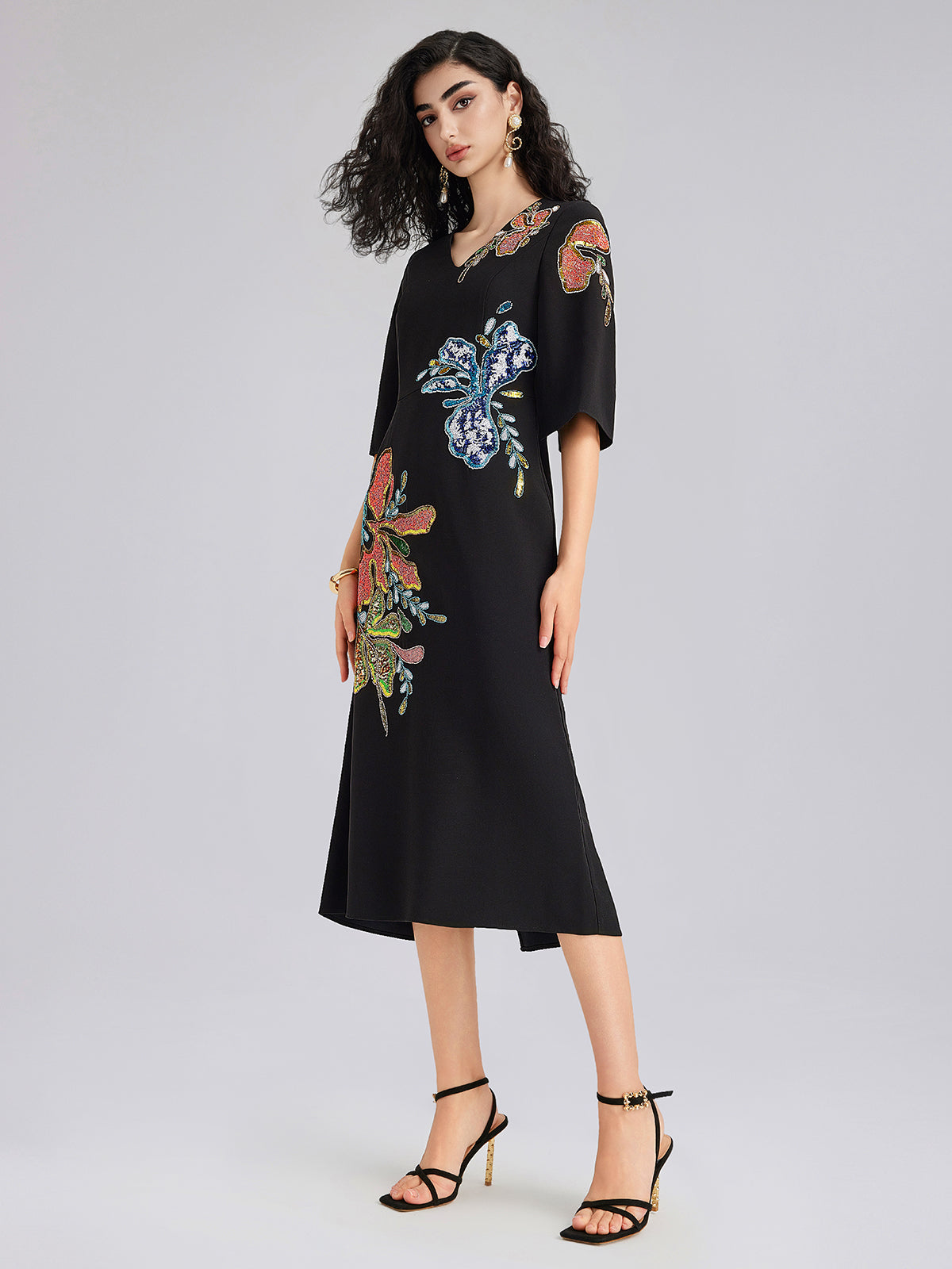 Vintage Floral Embroidered Dress