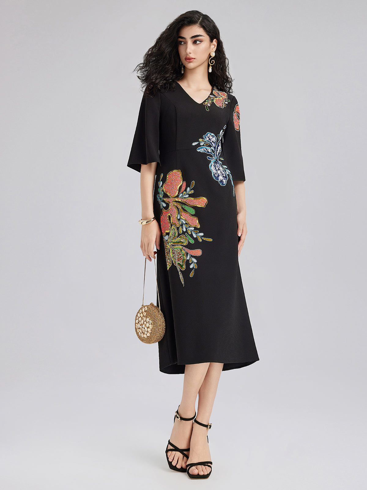 Vintage Floral Embroidered Dress