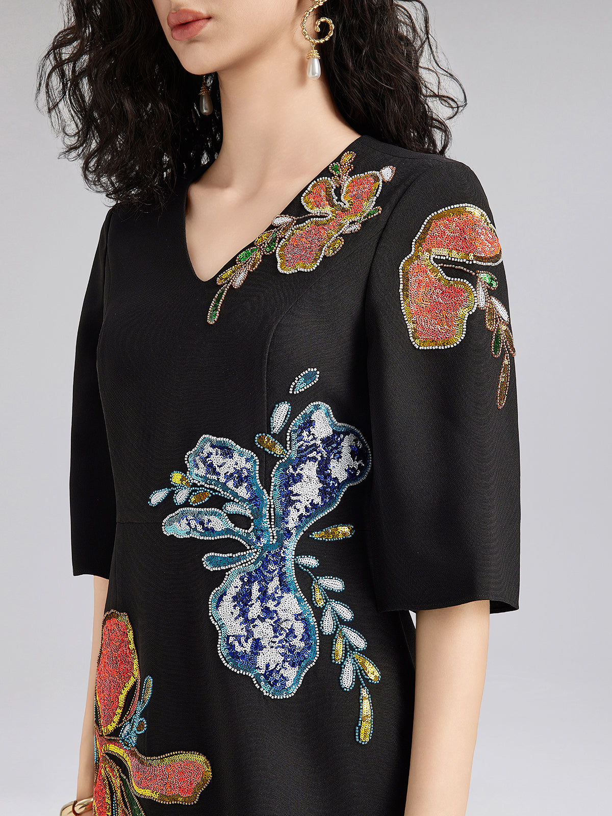 Vintage Floral Embroidered Dress