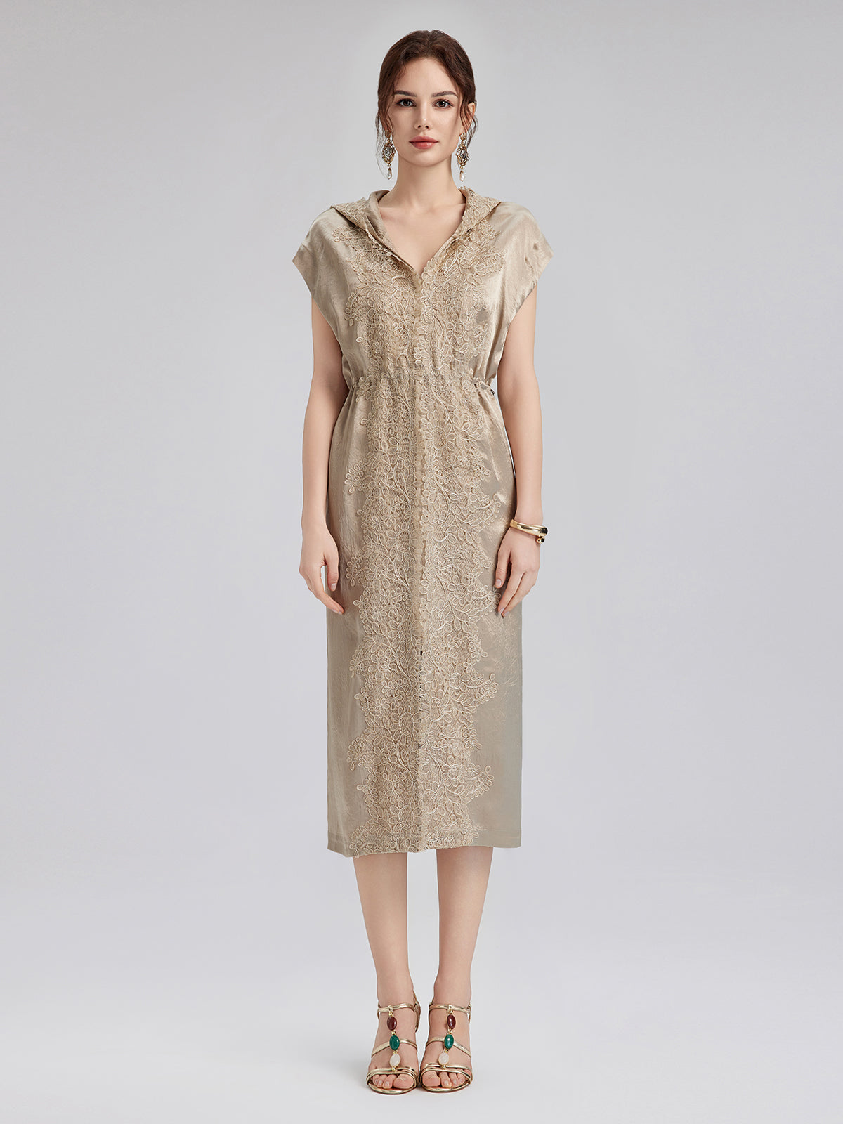Satin Lace Hoodie Dress