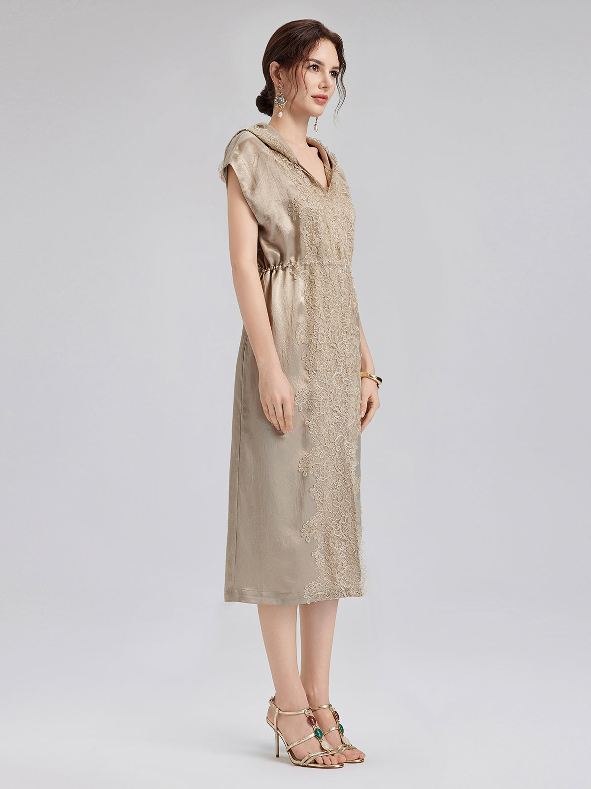 Satin Lace Hoodie Dress