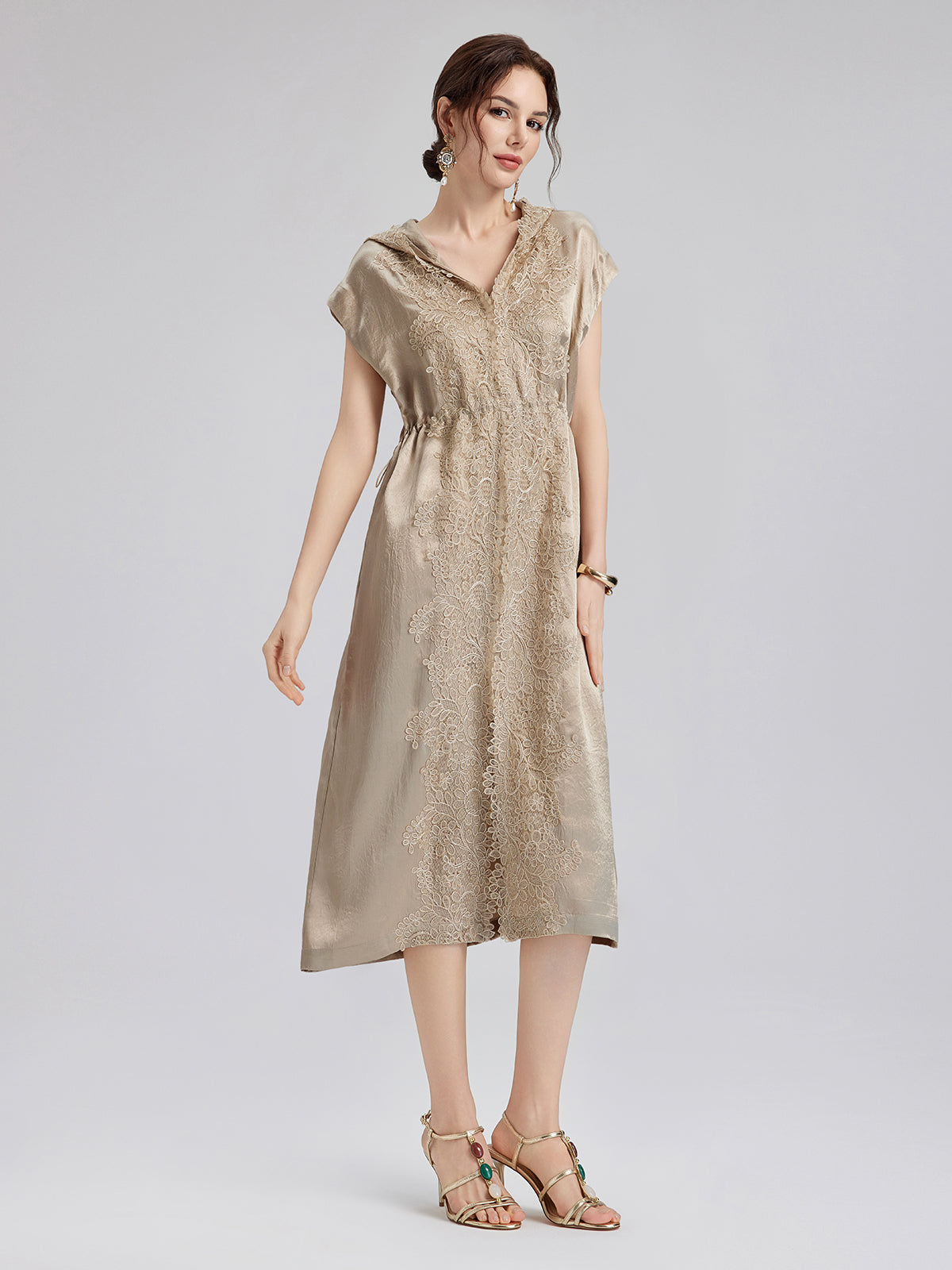 Satin Lace Hoodie Dress