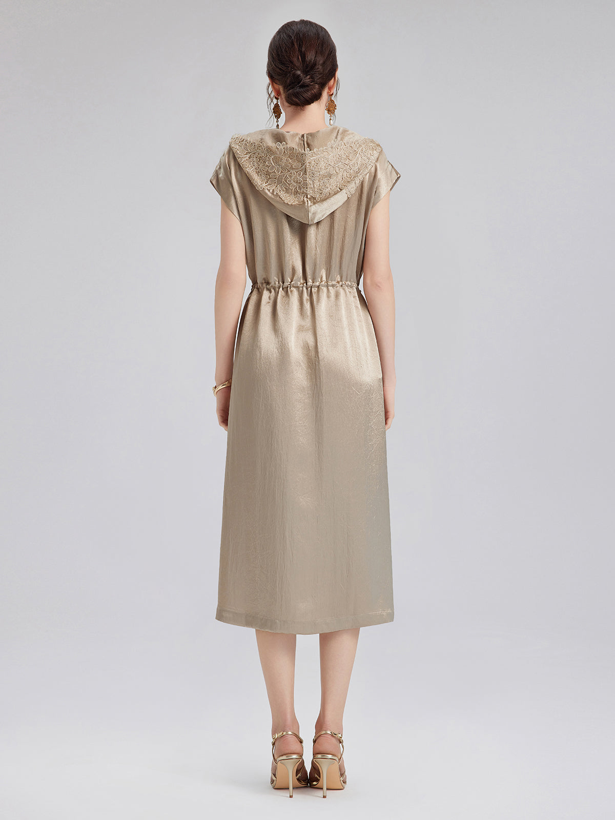 Satin Lace Hoodie Dress