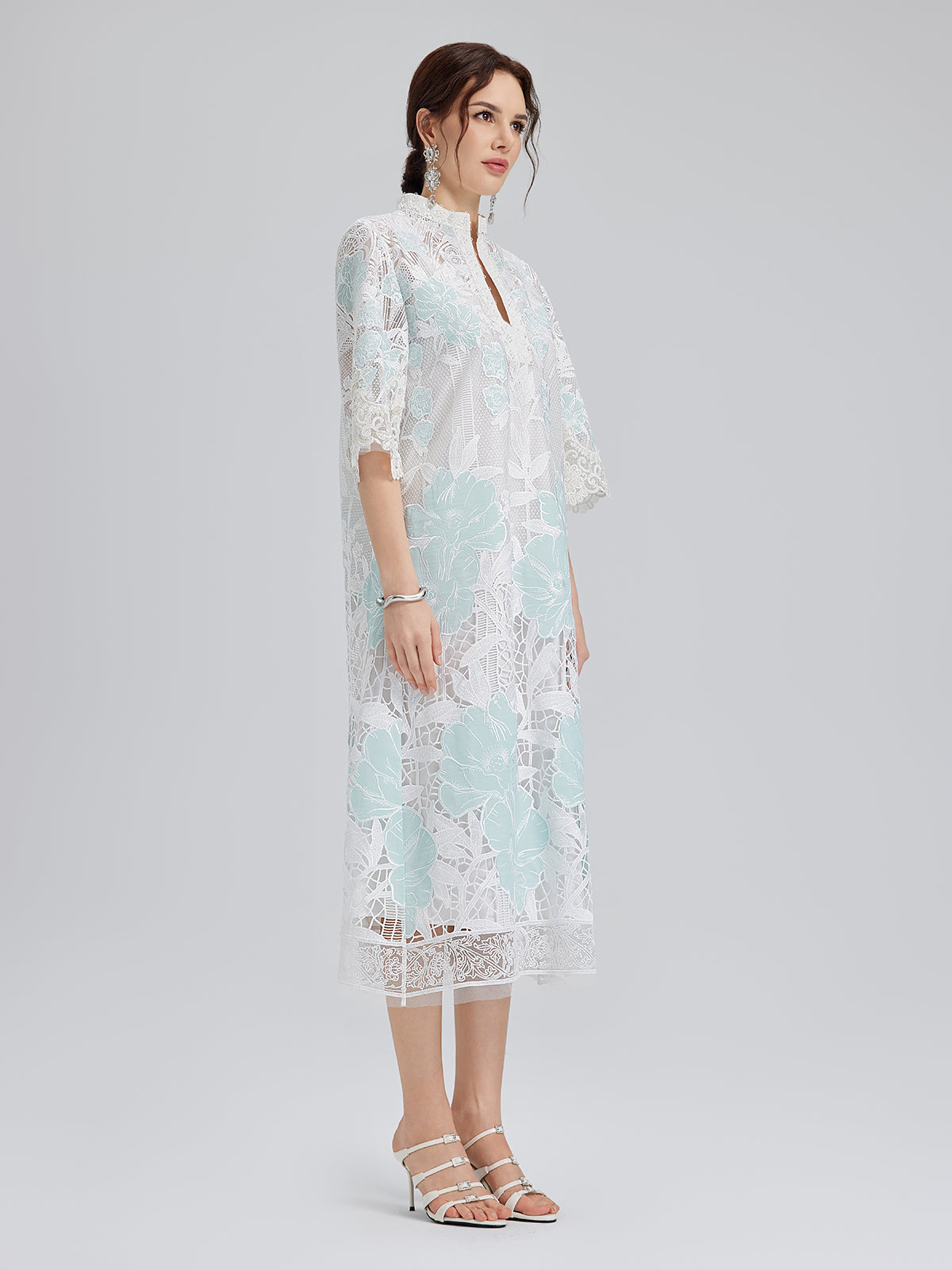 Guipure Lace Embroidered Openwork Appliqué Robe