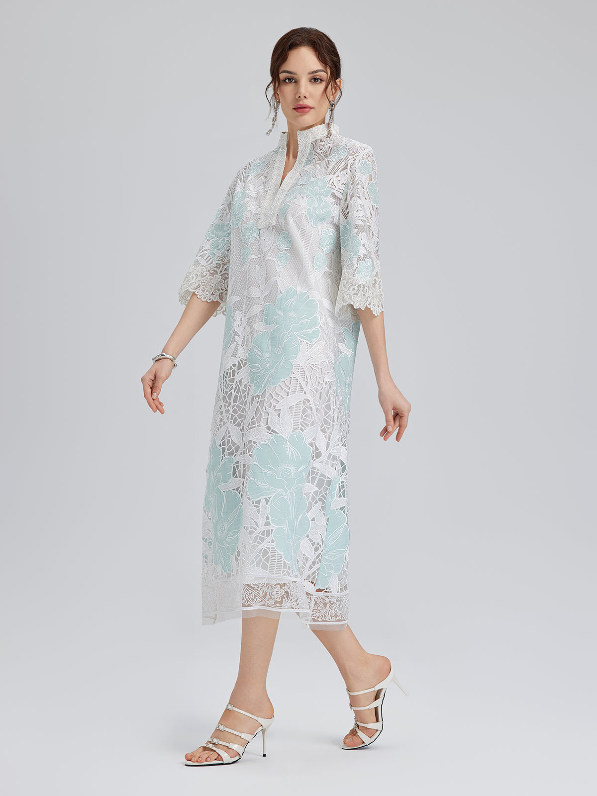 Guipure Lace Embroidered Openwork Appliqué Robe