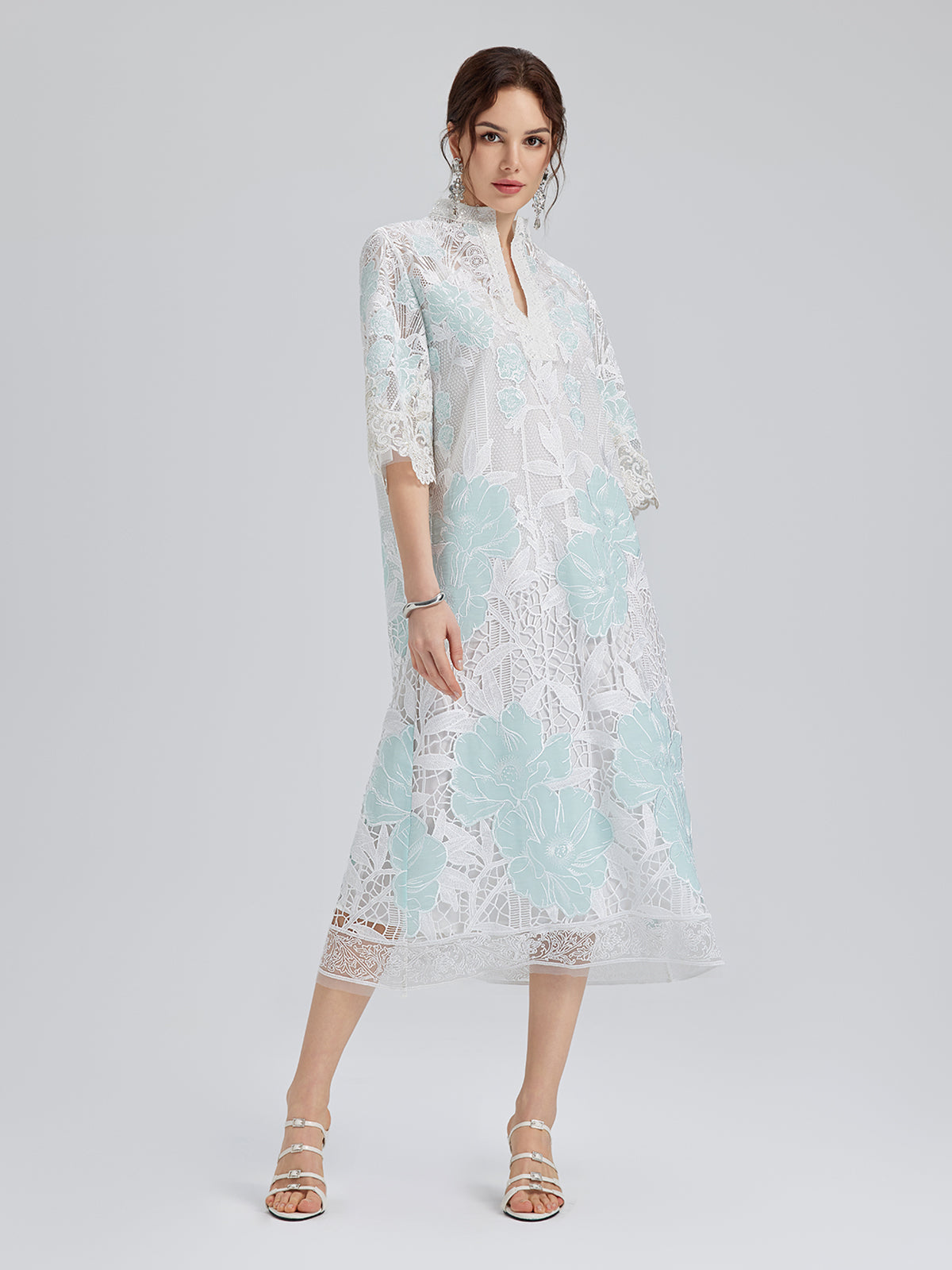 Guipure Lace Embroidered Openwork Appliqué Robe