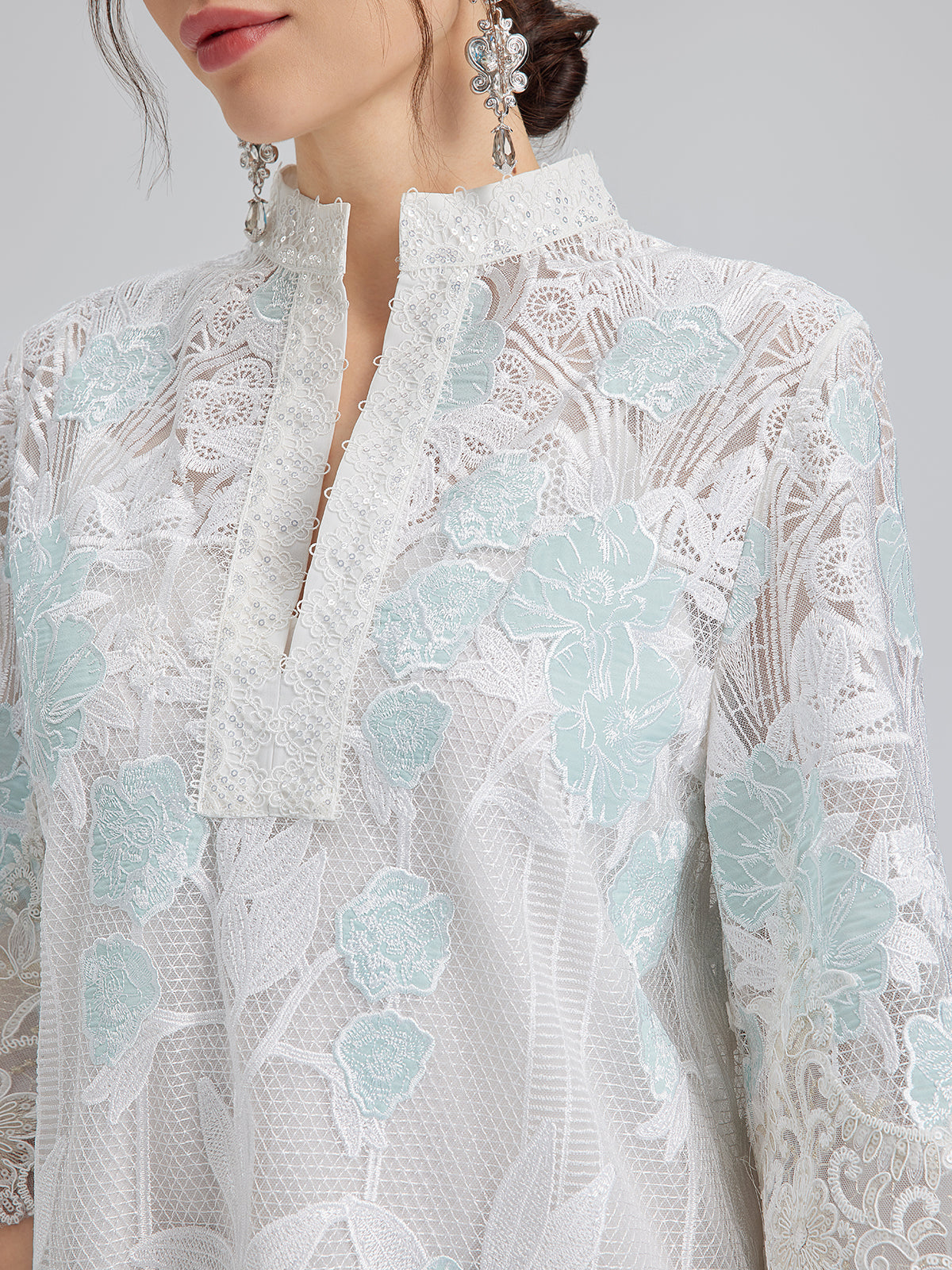 Guipure Lace Embroidered Openwork Appliqué Robe