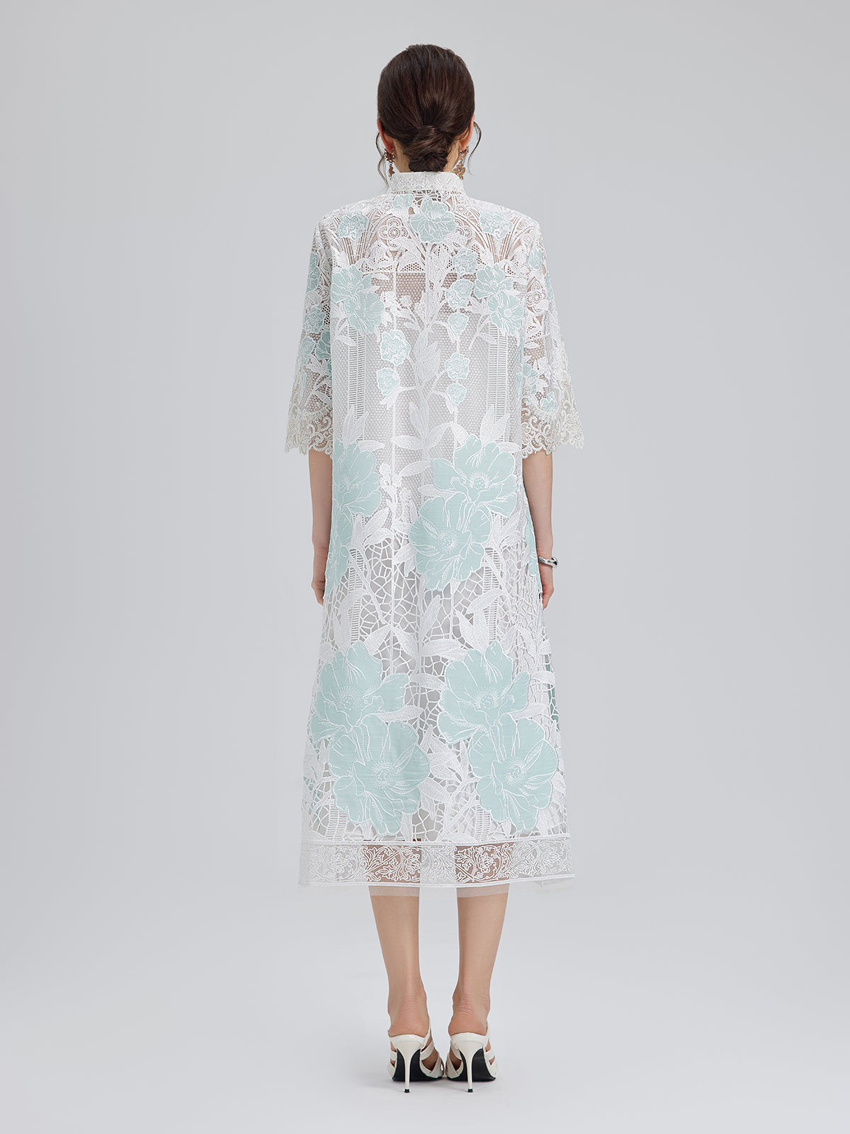 Guipure Lace Embroidered Openwork Appliqué Robe
