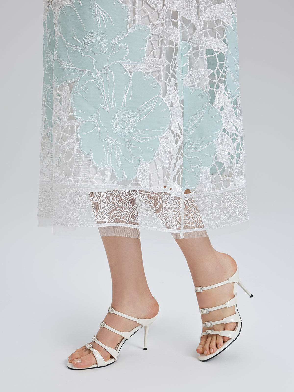 Guipure Lace Embroidered Openwork Appliqué Robe