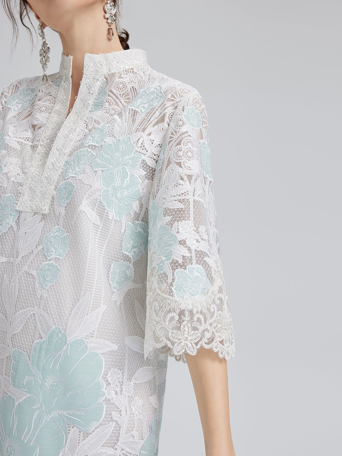 Guipure Lace Embroidered Openwork Appliqué Robe