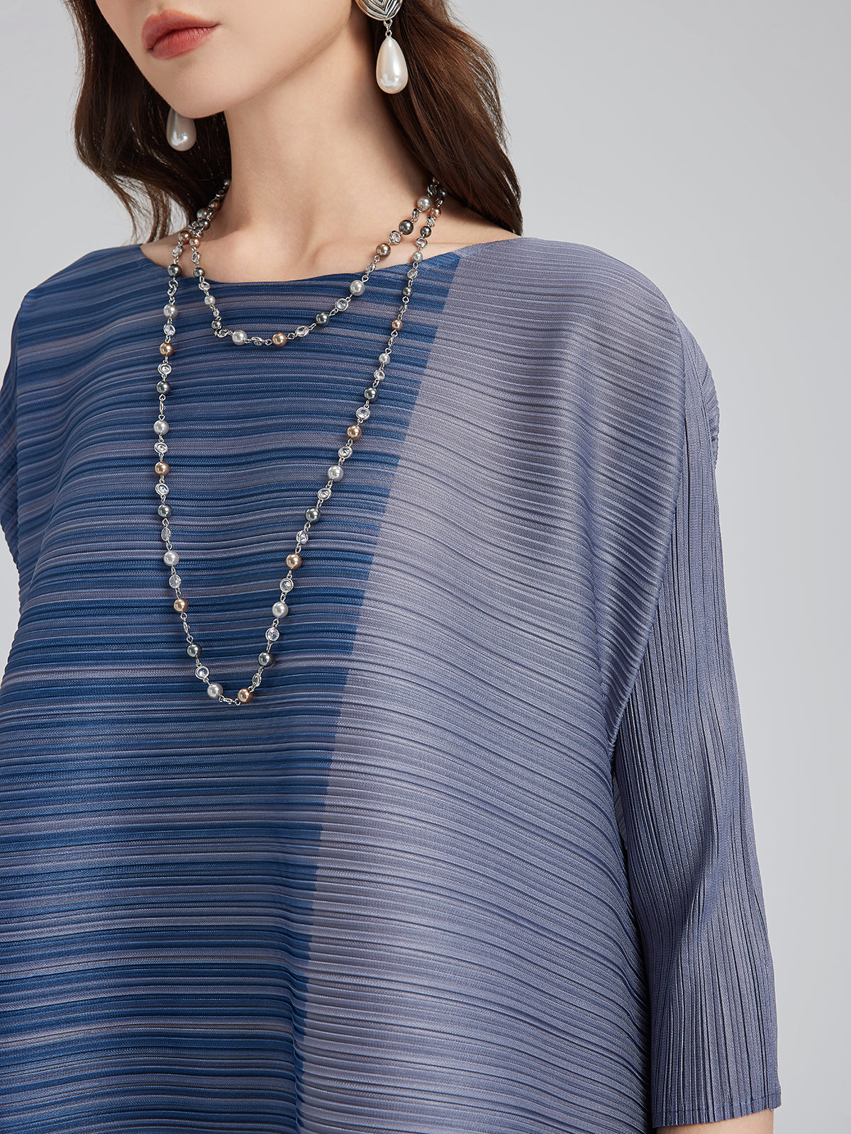 Colorblock Pleated Geometric Dress