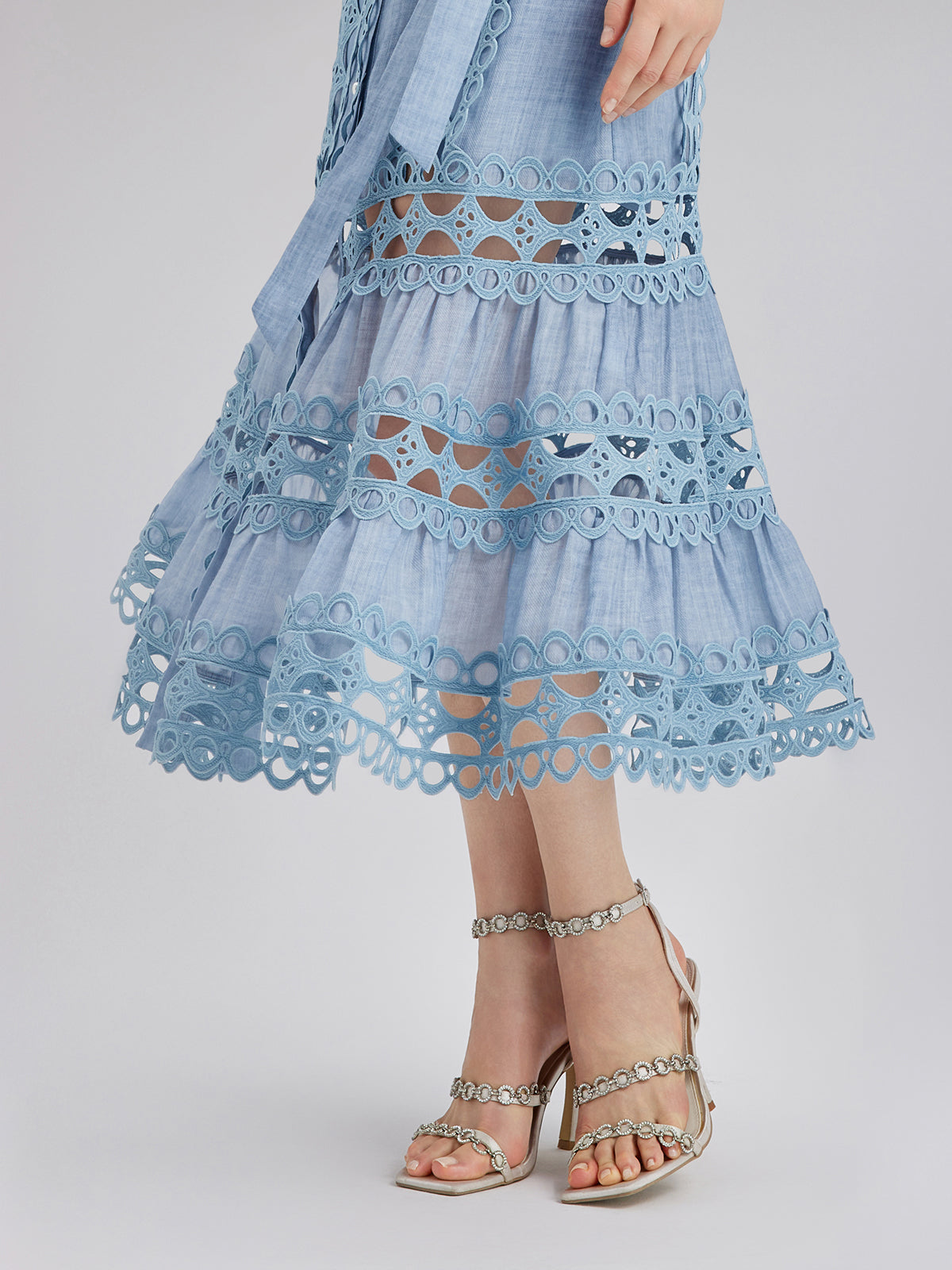 Cutout Stand Collar Sleeveless Dress