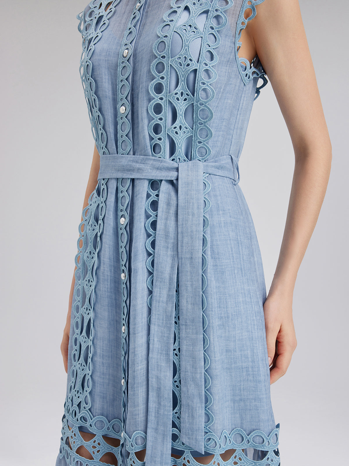 Cutout Stand Collar Sleeveless Dress