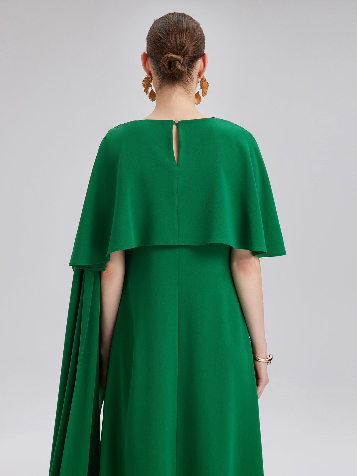 Emerald Shawl-Tie Evening Gown