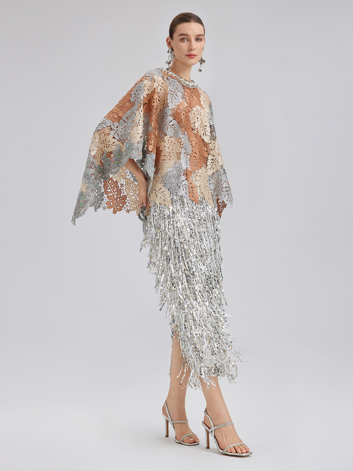 Tassel Sequin Midi Skirt