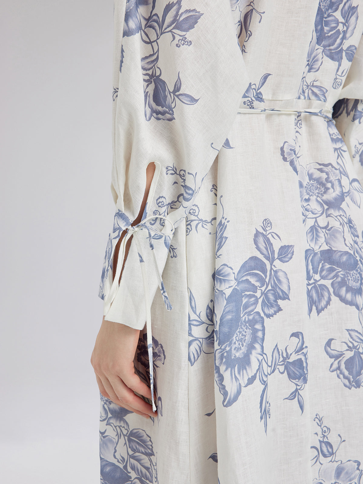 Linen Hand-Beaded Printed Dress (100% Linen)