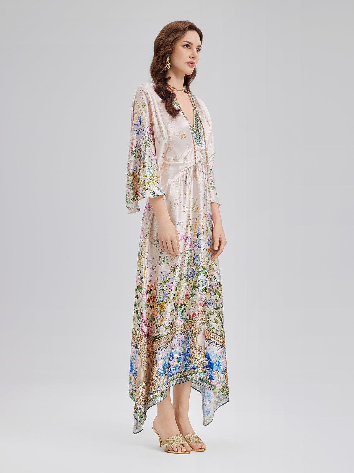 Silk Satin V-Neck Dress