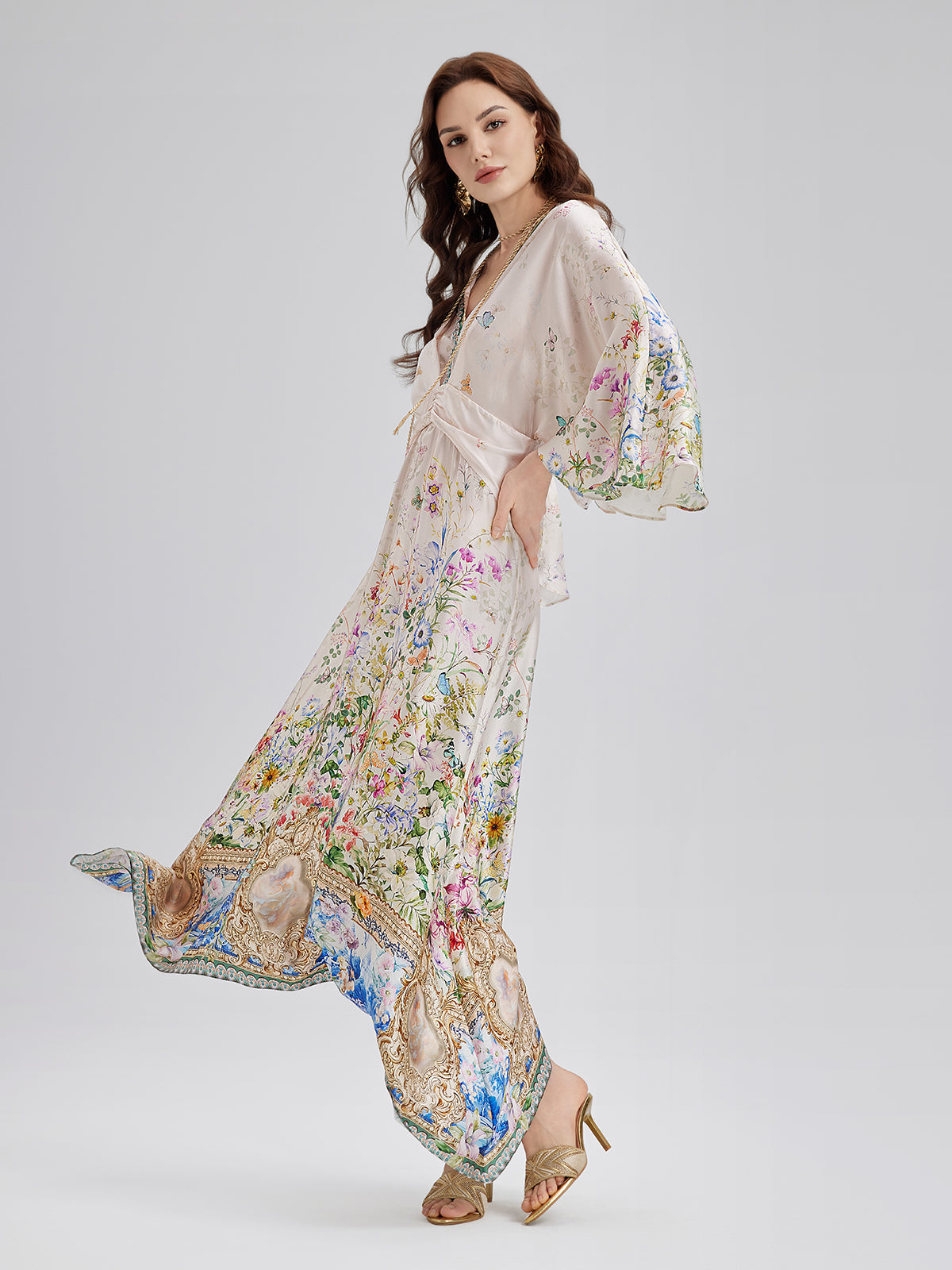 Silk Satin V-Neck Dress