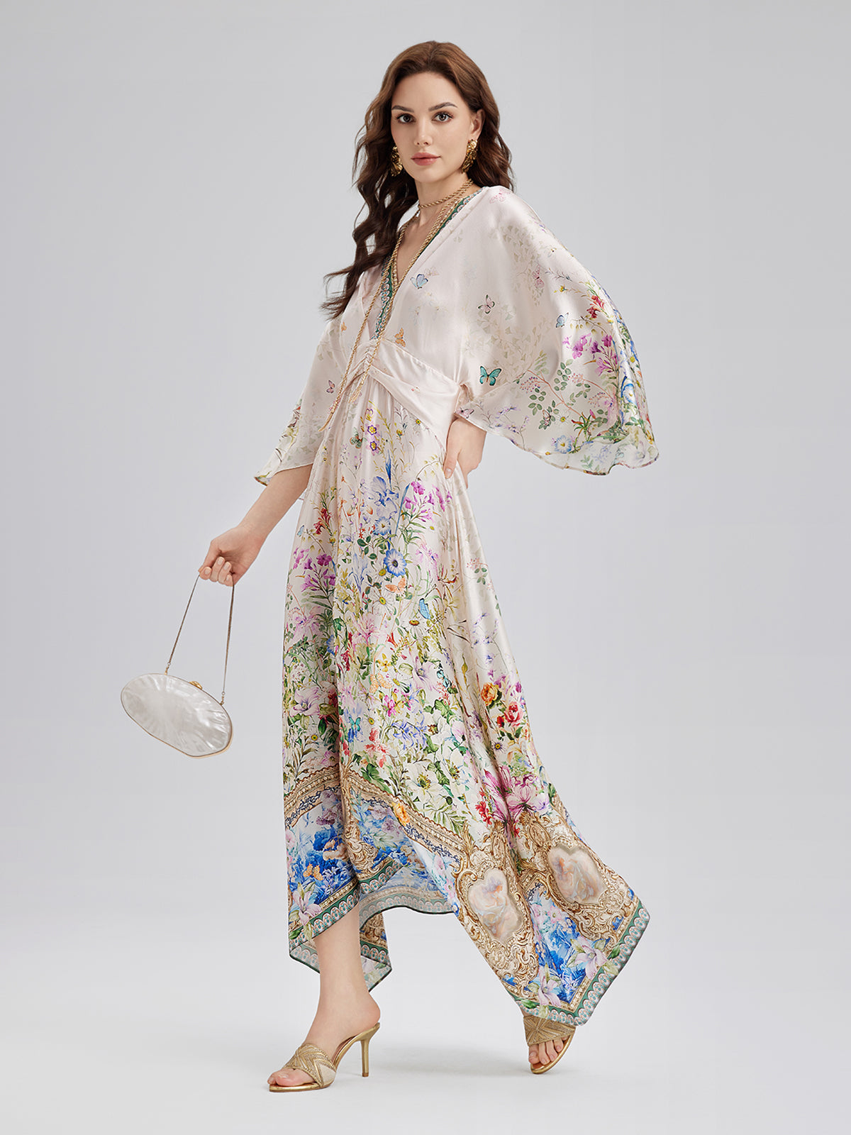 Silk Satin V-Neck Dress