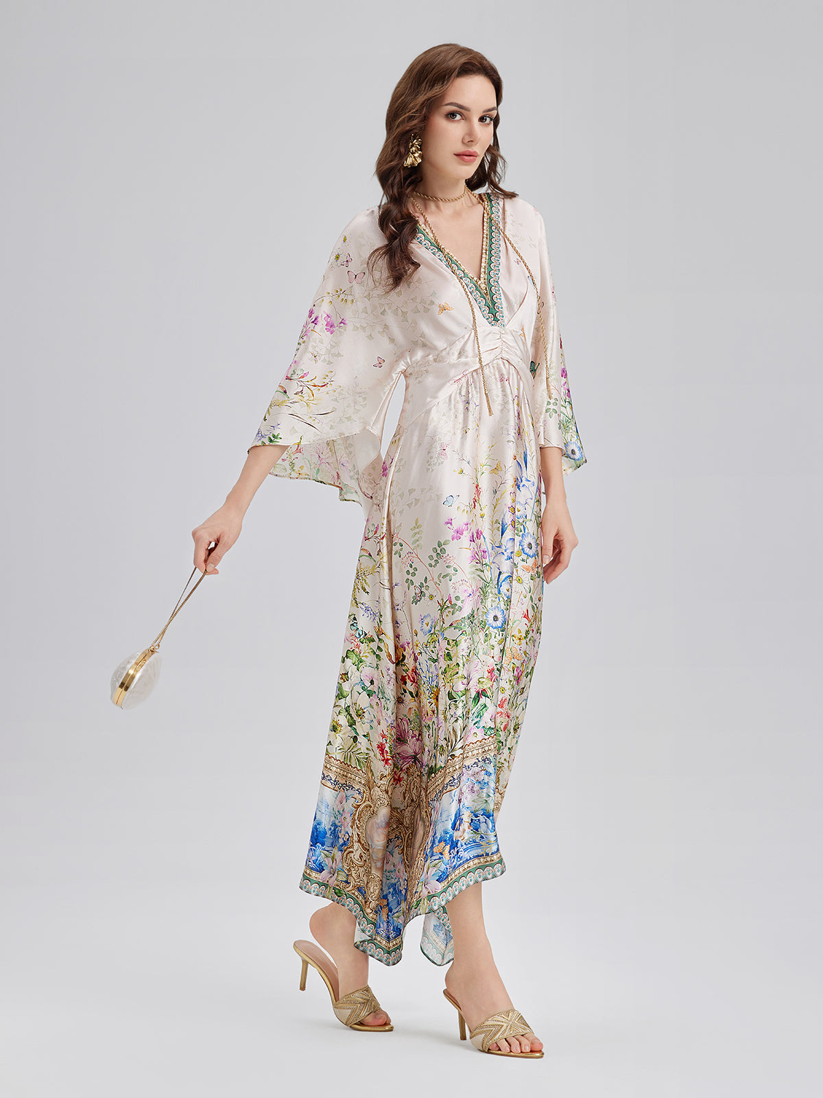 Silk Satin V-Neck Dress