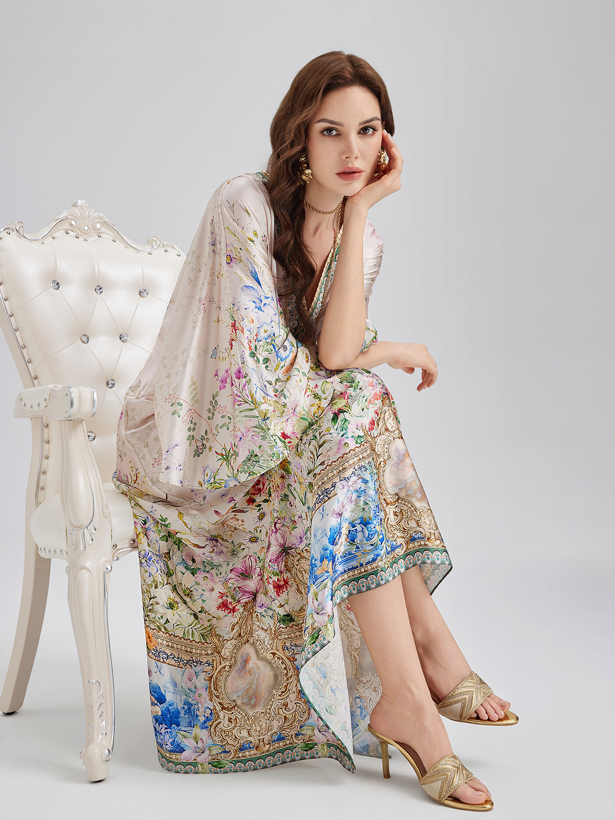 Silk Satin V-Neck Dress