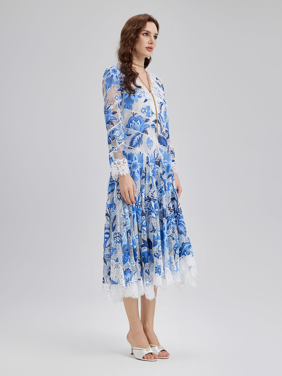 Lace Jacquard Panel Dress
