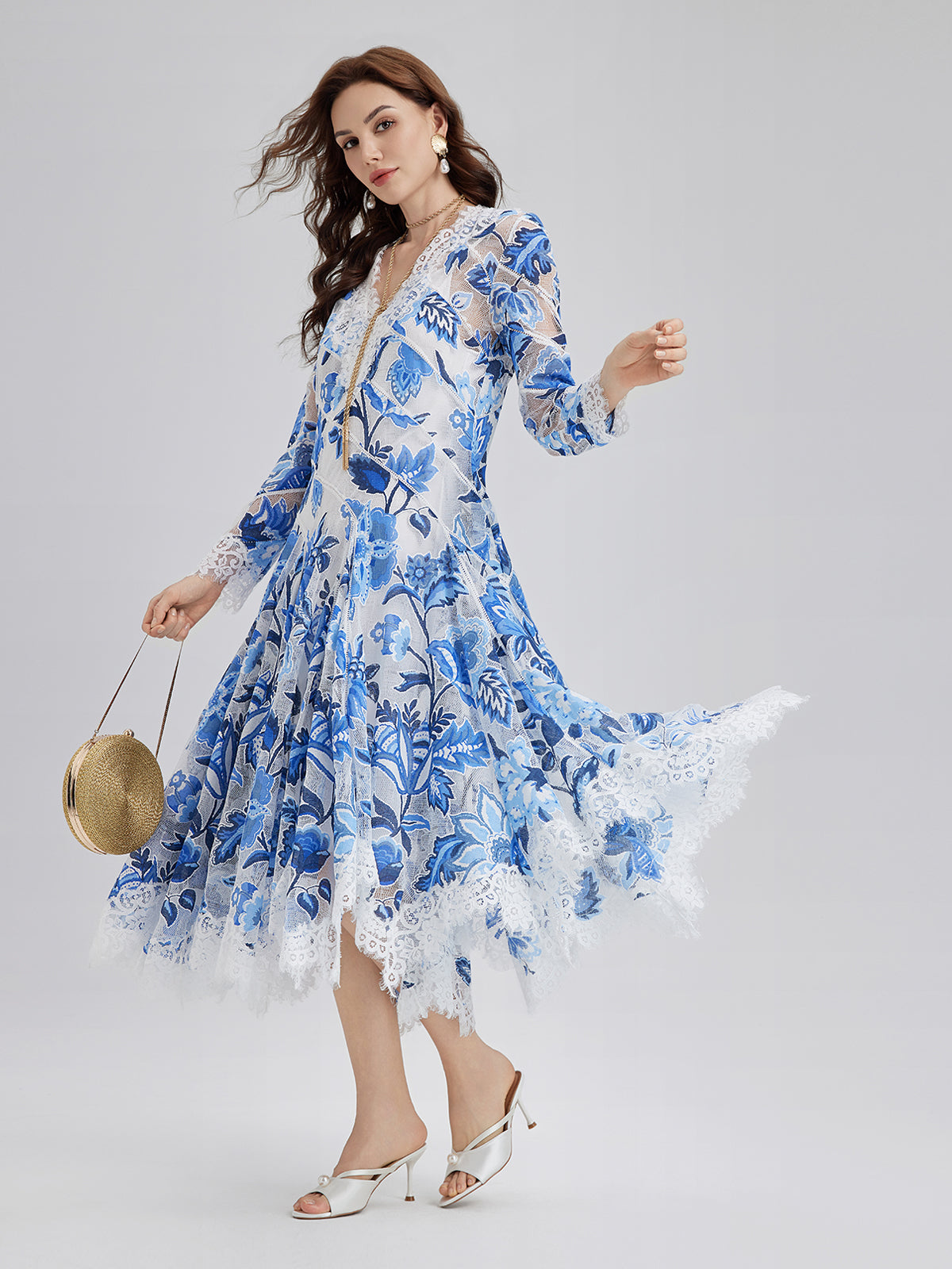 Lace Jacquard Panel Dress