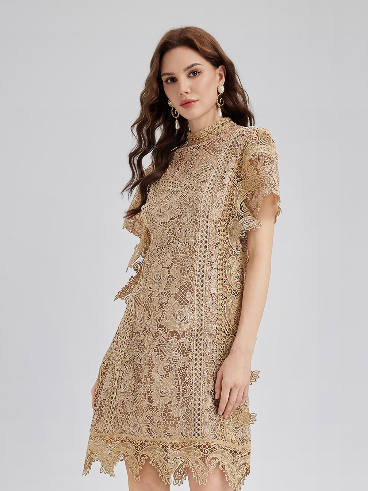 Handcrafted Corded Lace Baroque Dress