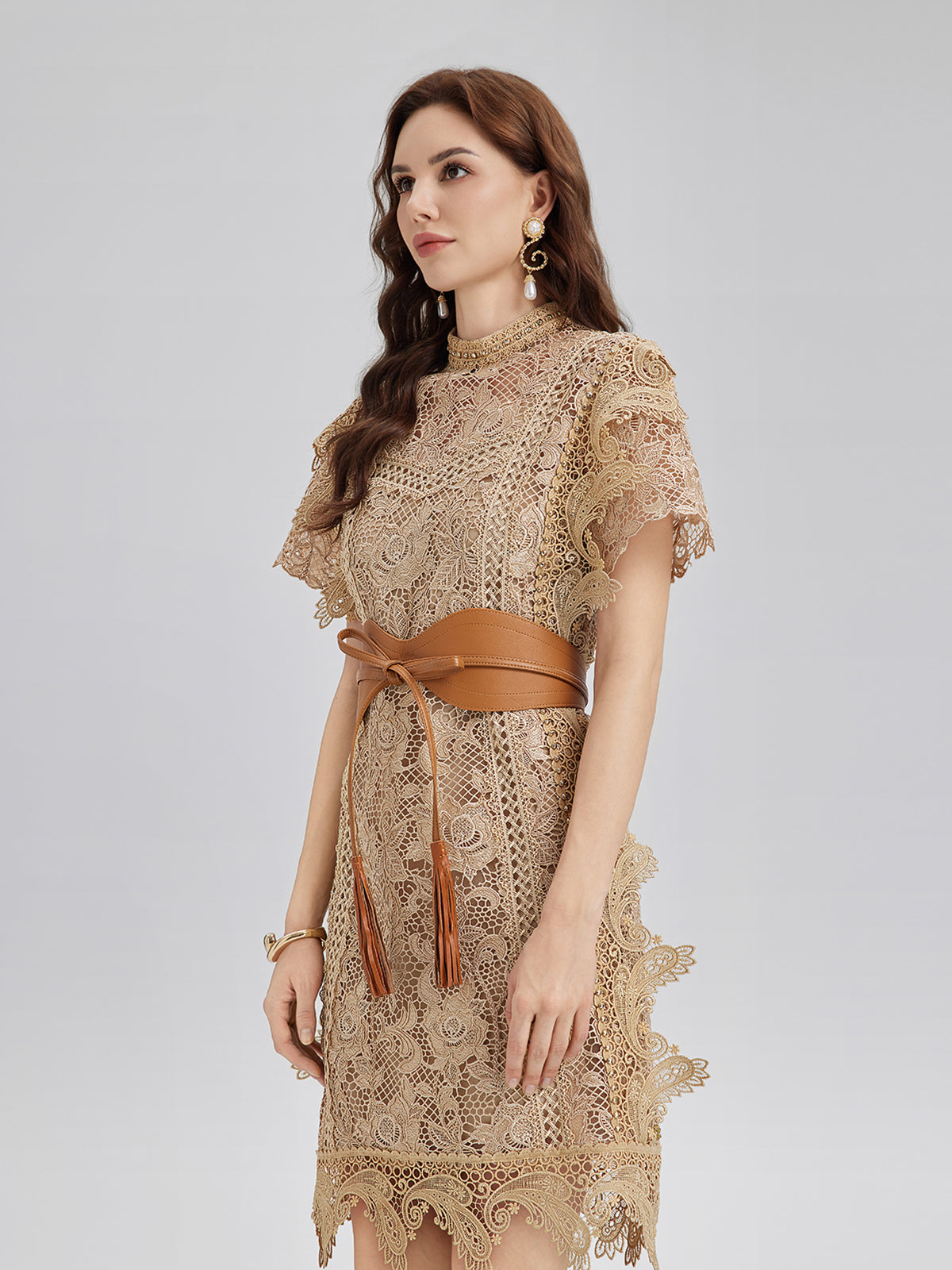 Handcrafted Corded Lace Baroque Dress