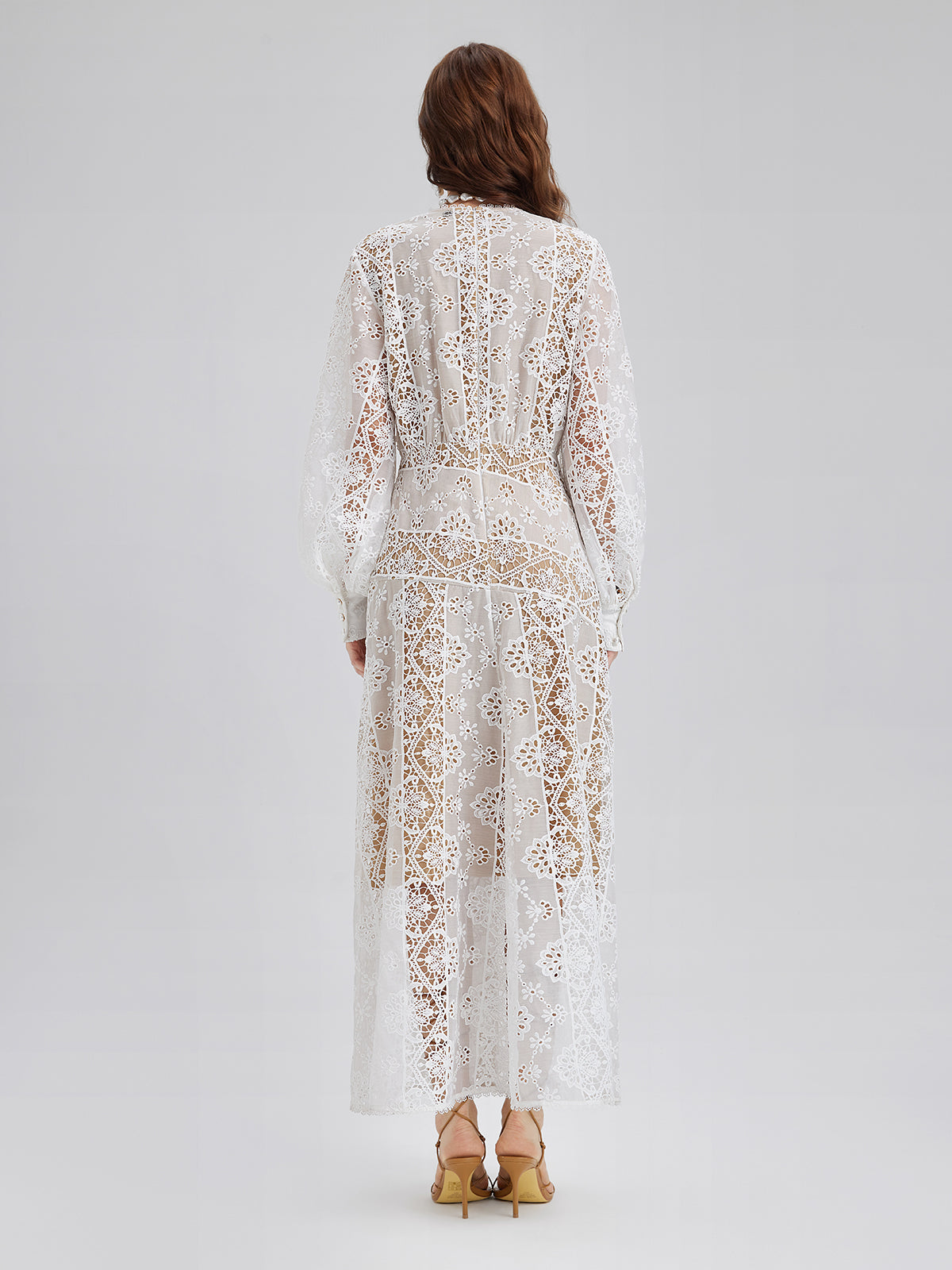 Lace-Panel Fitted Baroque Dress