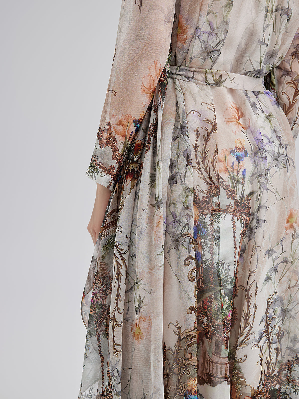 Silk Court Print Pleated Maxi Dress