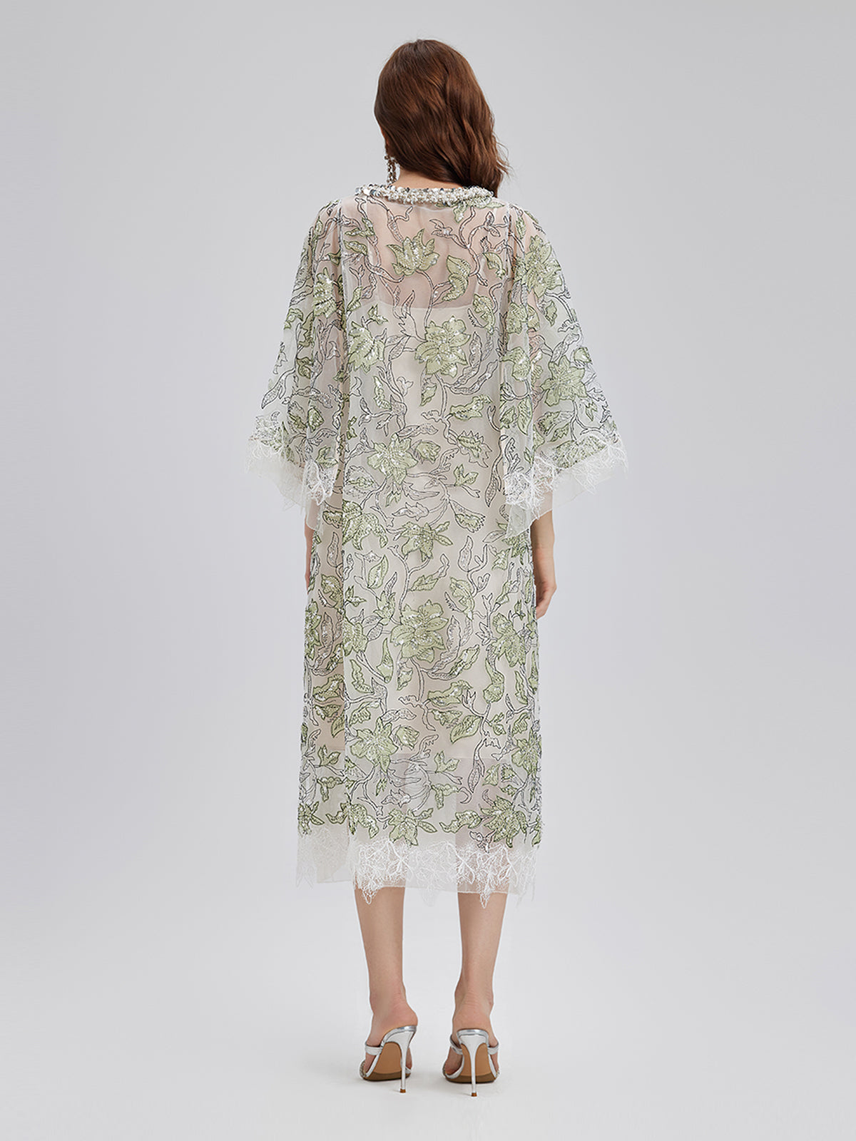 Sequin Embroidered Square-Neck Dress
