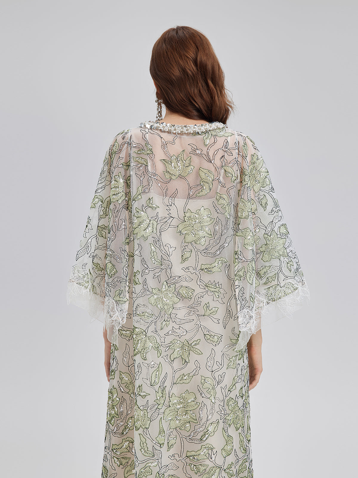 Sequin Embroidered Square-Neck Dress