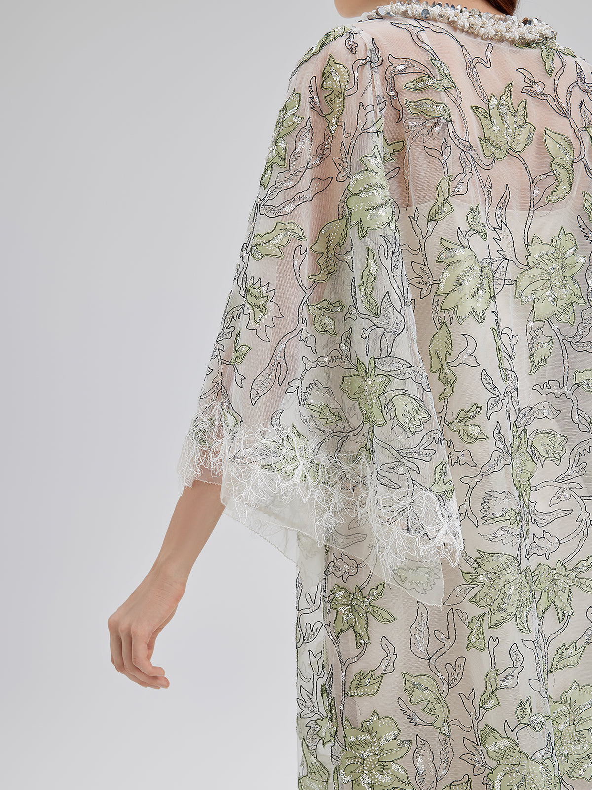 Sequin Embroidered Square-Neck Dress