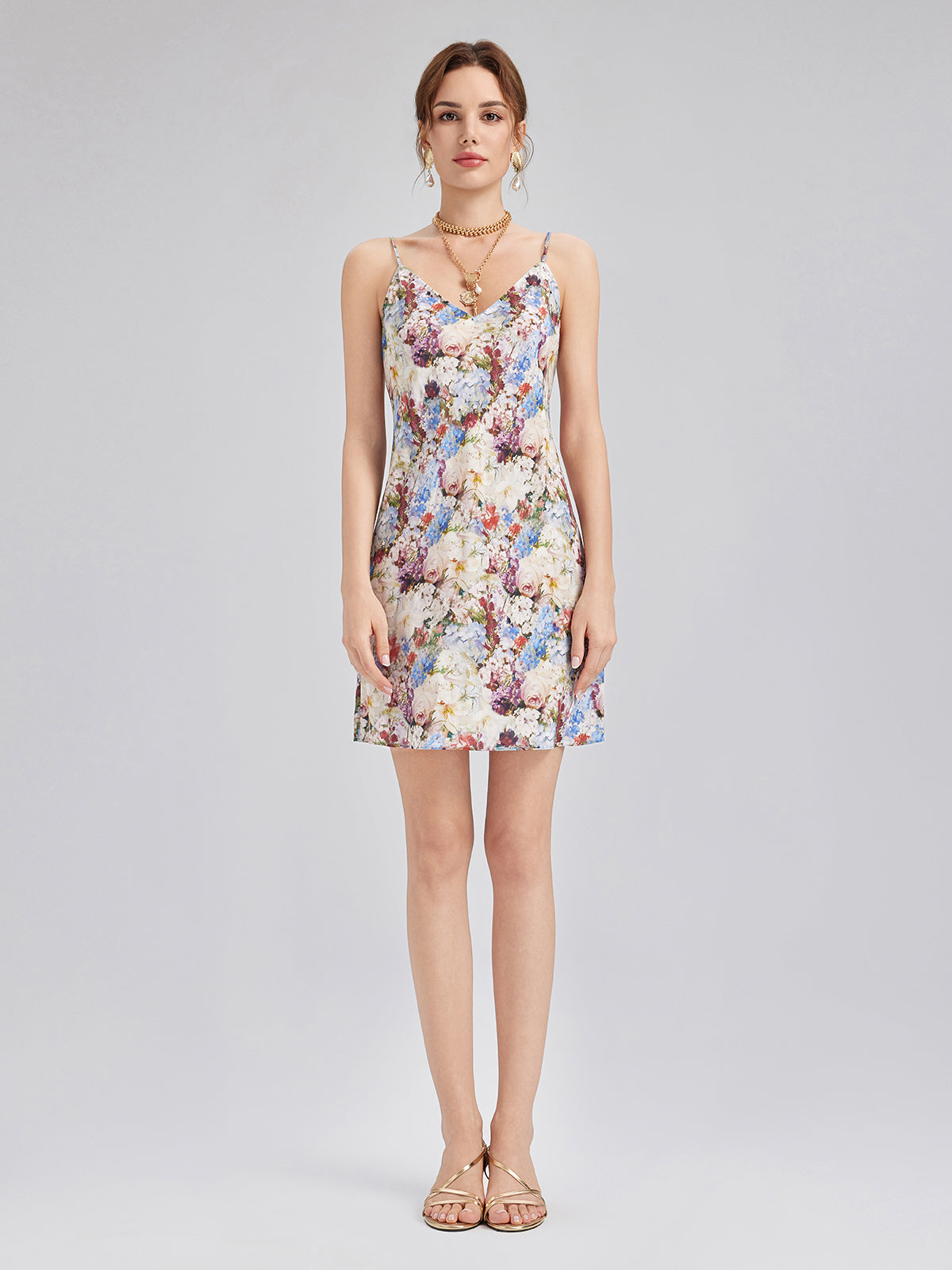 Baroque Silk Lace-Organza Panel Dress (100% Silk Floral Slip Included)