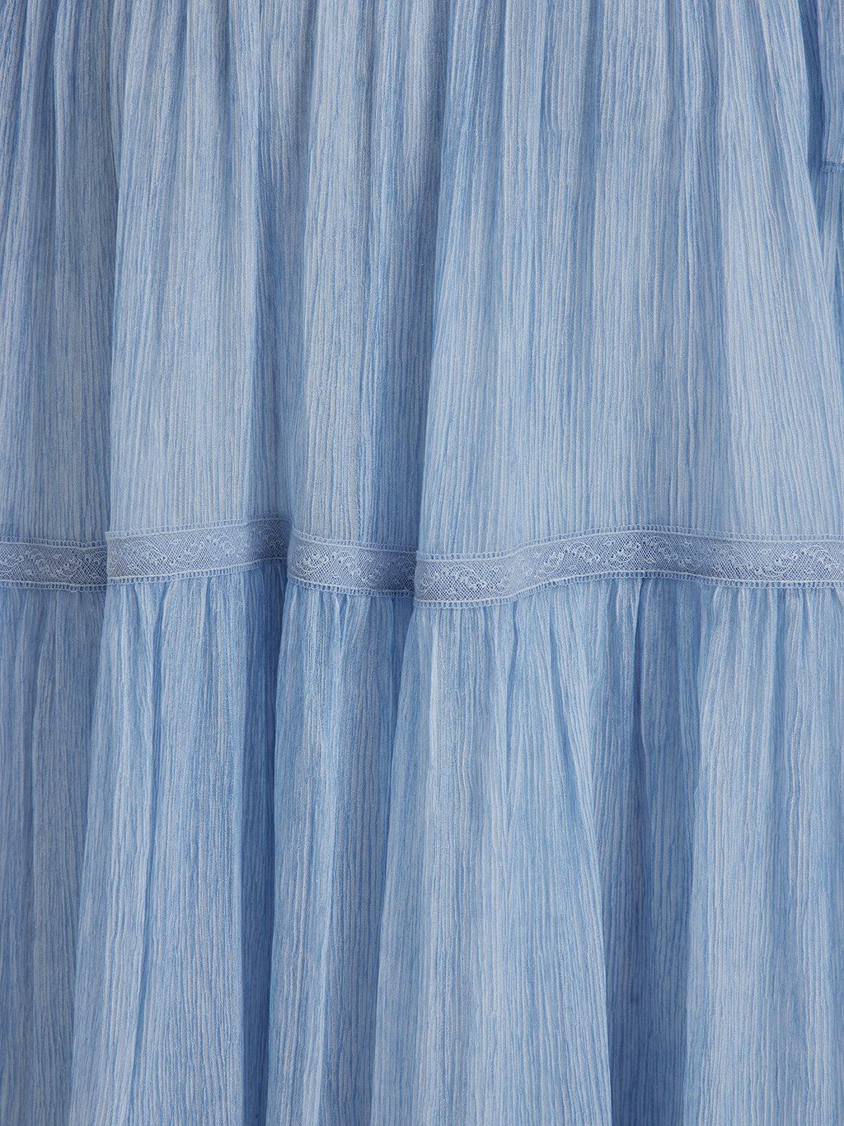 Garment Dyeing Lace Trim Silk Crepe Dress (100% Silk)