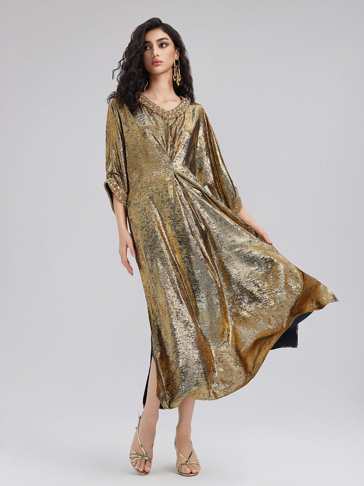 Stunning Gold V-neck Dress