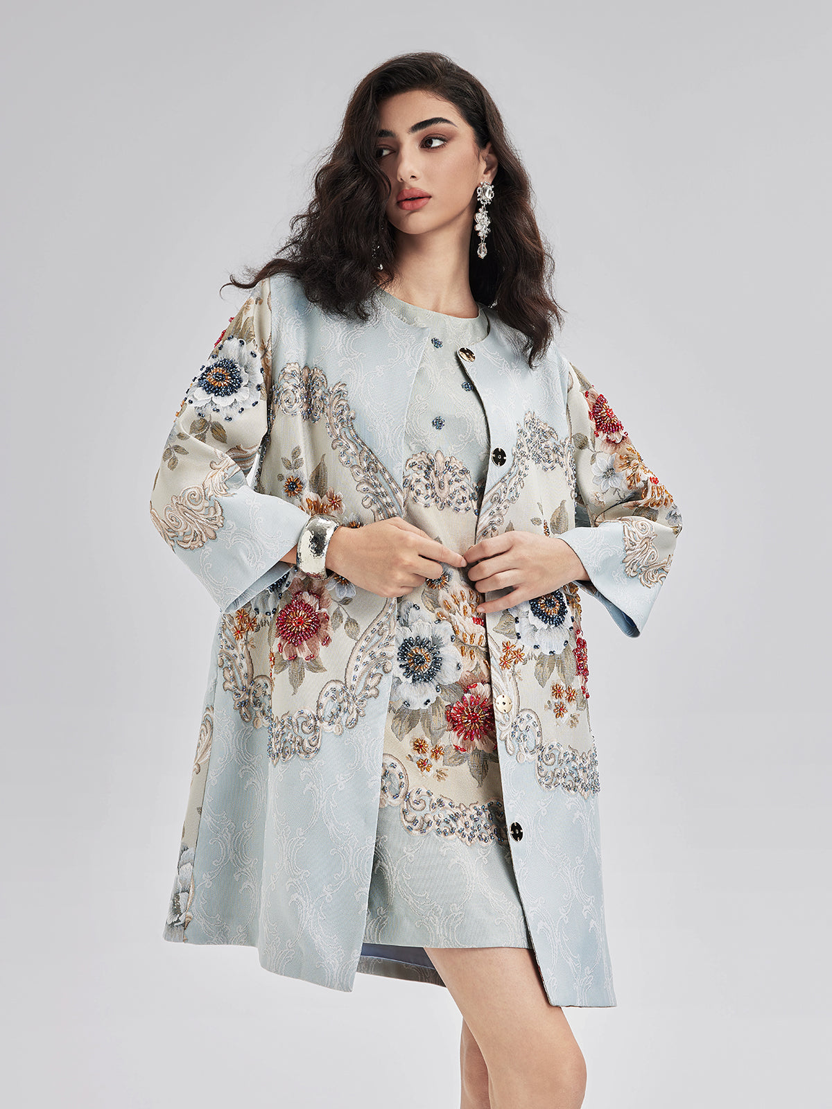 Hand-Sewn Beaded Floral Tank Dress