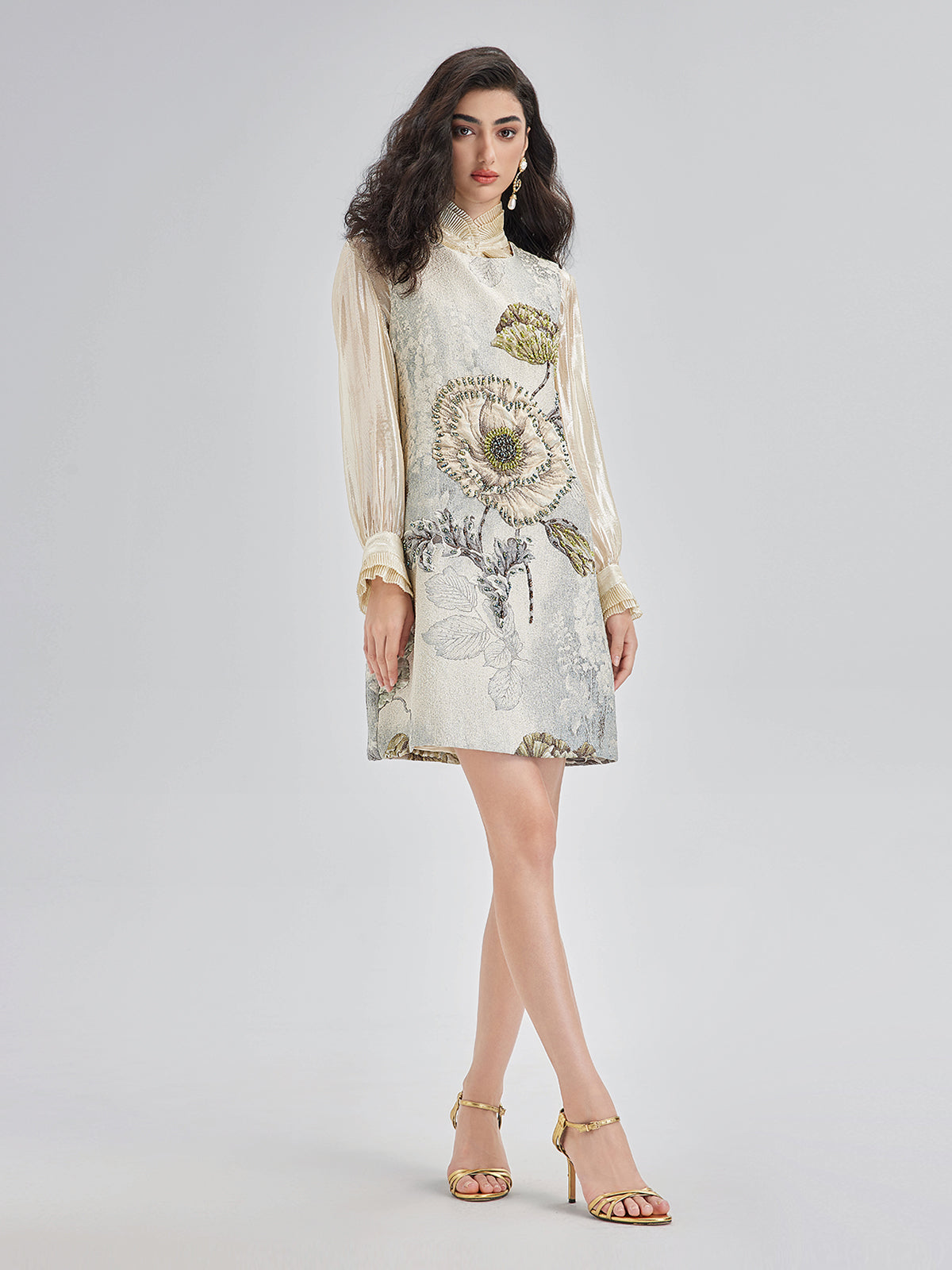 Handcrafted 3D Floral Beaded Dress